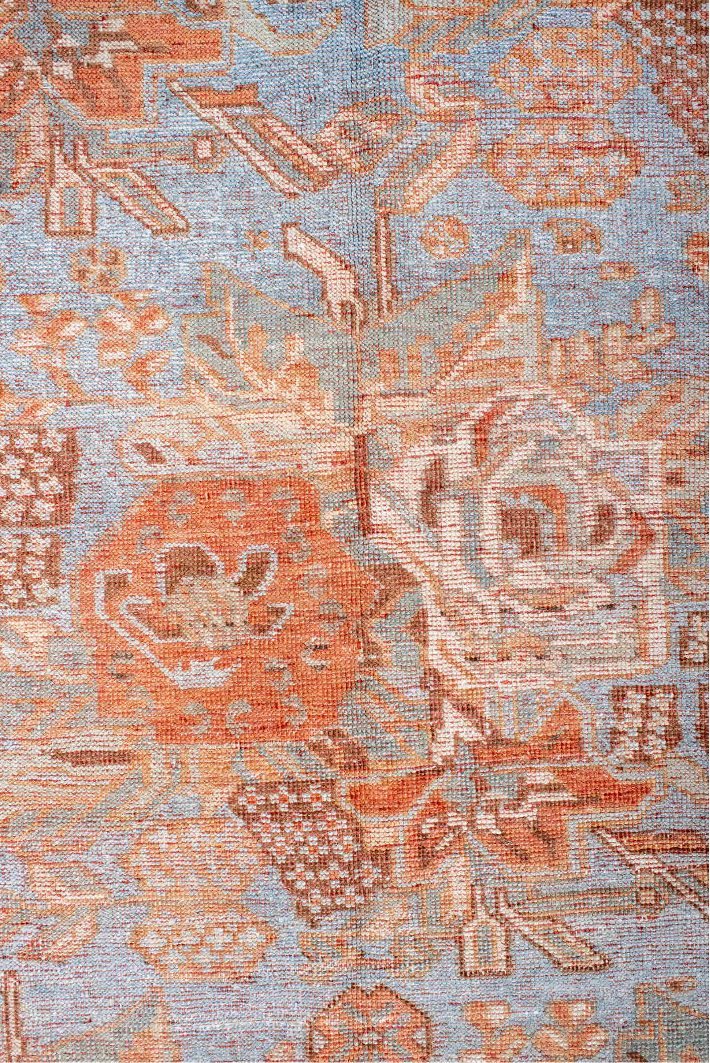 5' x 6' one-of-a-kind handmade vintage Afshar rug. Color palette: brown, dark gray, dark salmon, dim gray, gray, light blue