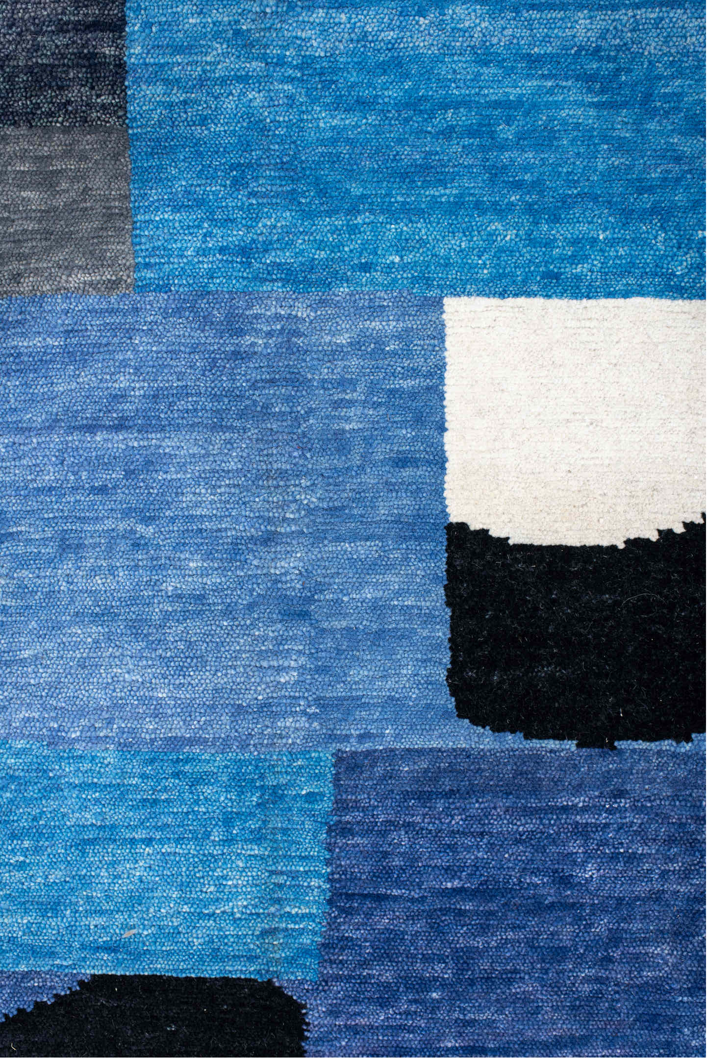 8' x 10' one-of-a-kind handmade vintage Tribeca large size rug. Color palette: gray, black, blue, light blue, light gray