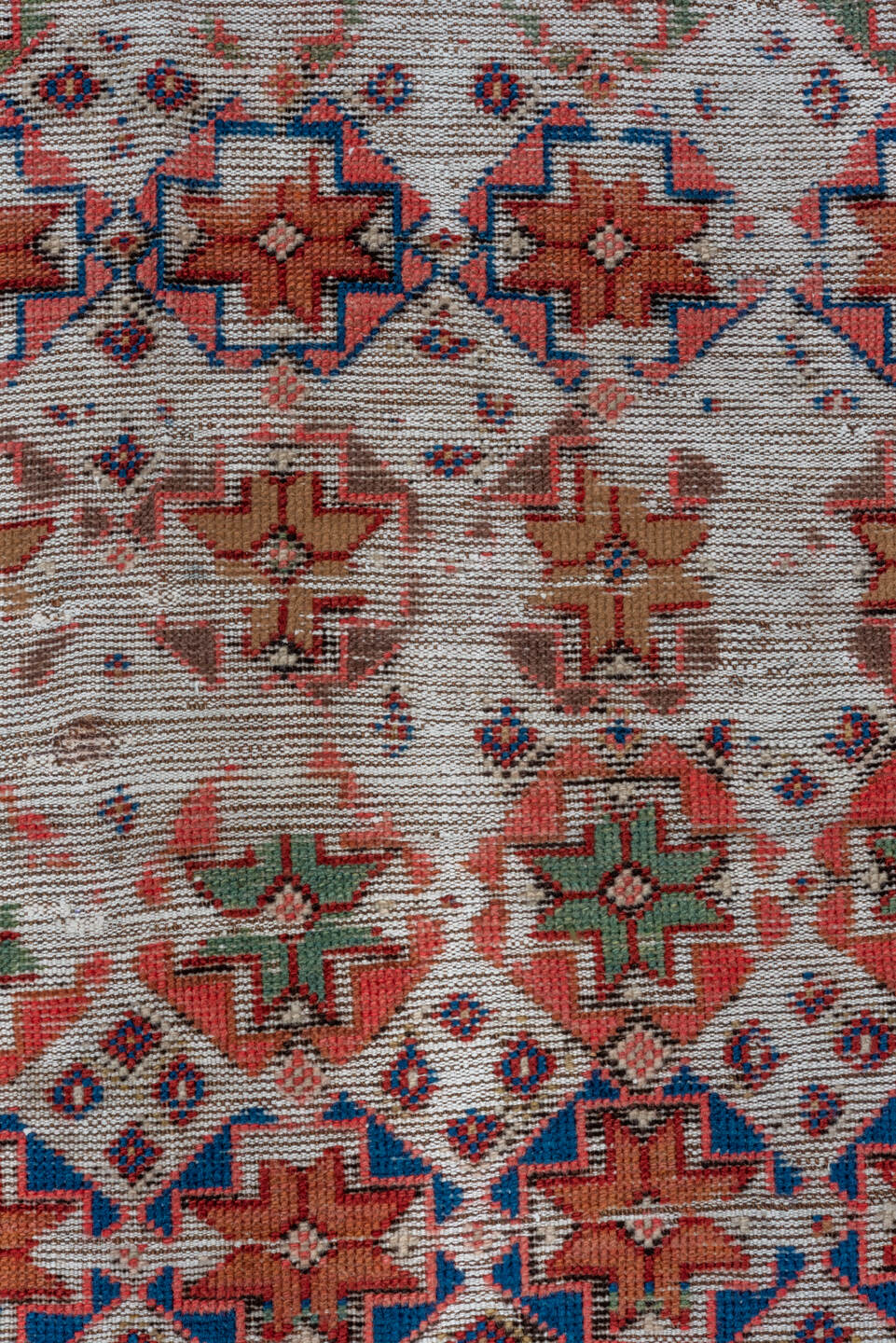 3' x 5' one-of-a-kind handmade vintage Malayer small size rug. Color palette: blue, brown, gray, light gray, off-white, pink