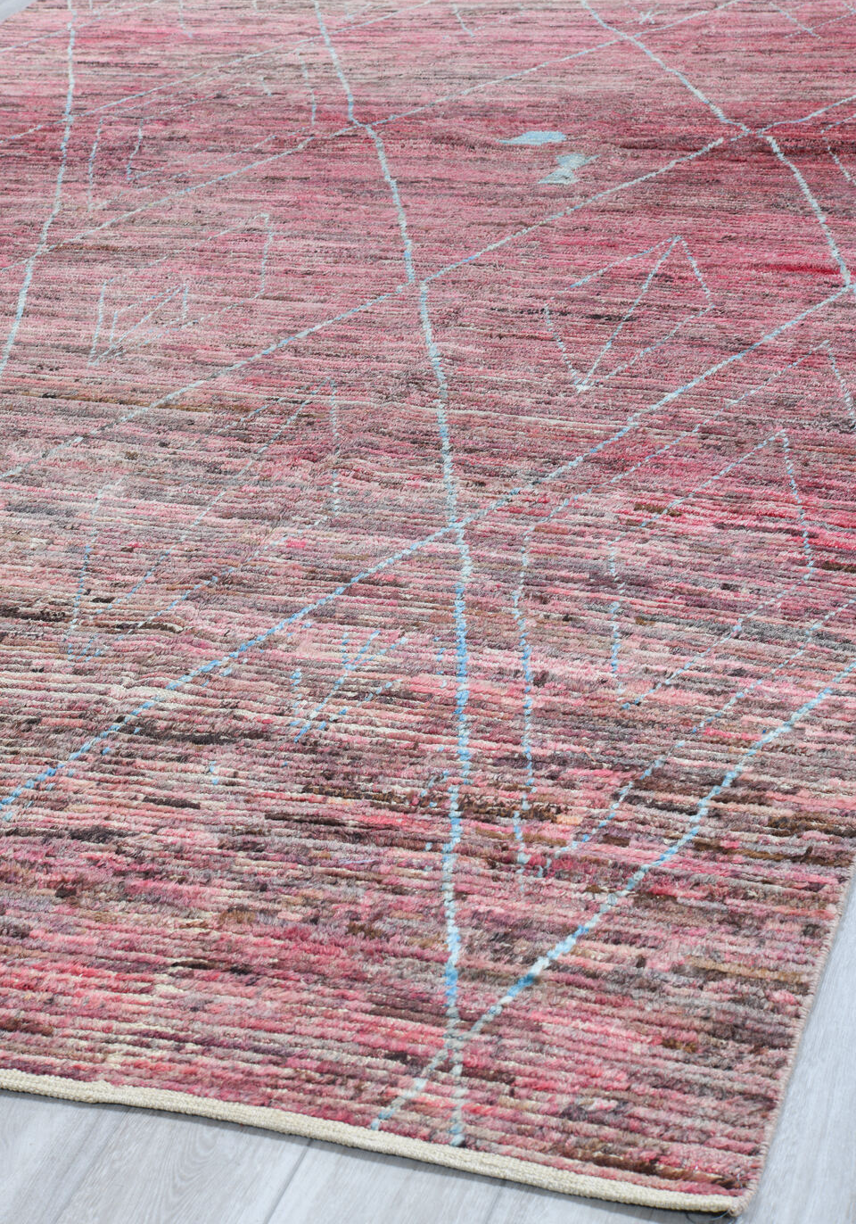 8' x 11' one-of-a-kind handmade vintage Tulu large size rug. Color palette: brown, dim gray, gray, light blue, light gray