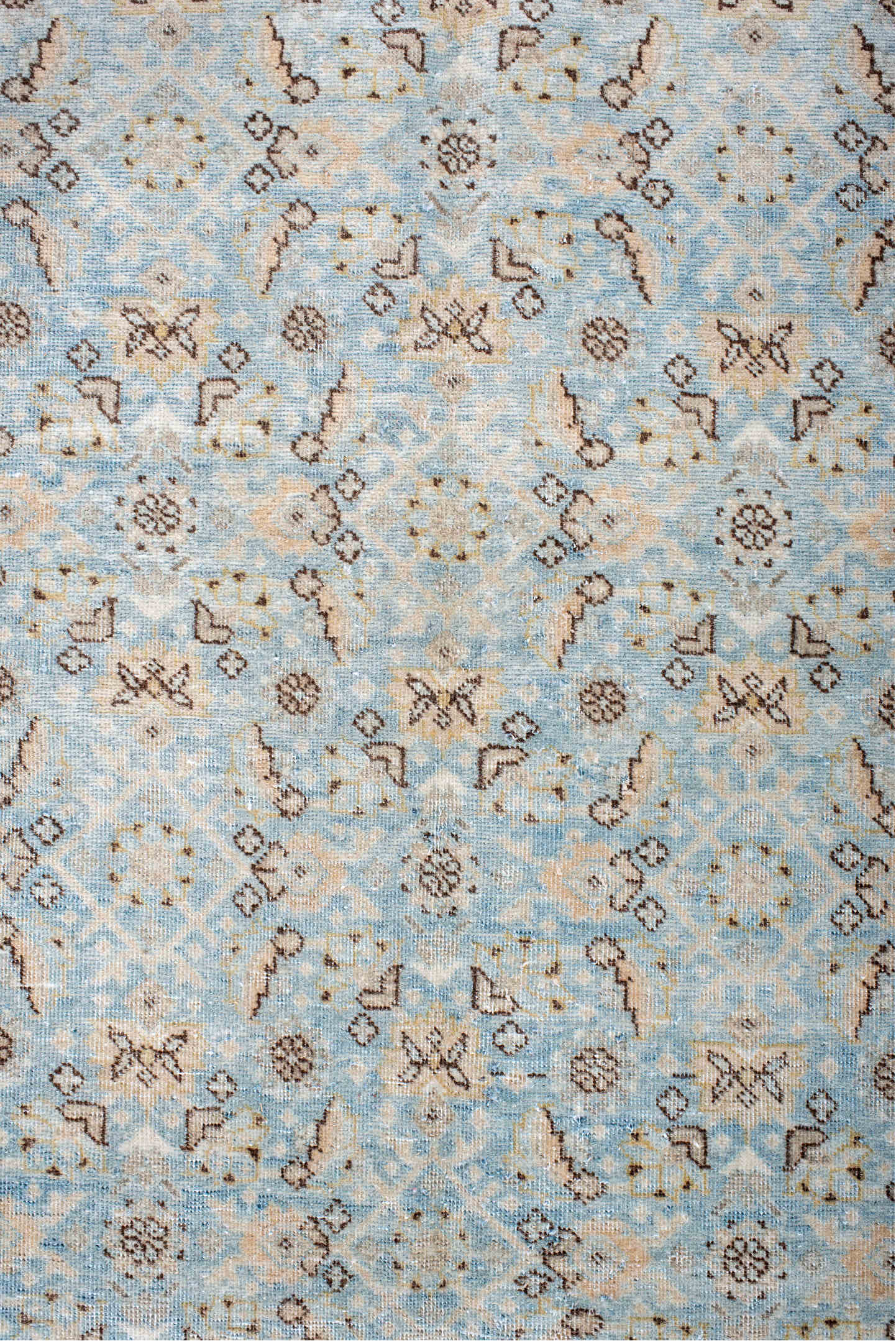 10' x 14' one-of-a-kind handmade vintage Tabriz large size rug. Color palette: brown, dark gray, dim gray, gray, light blue