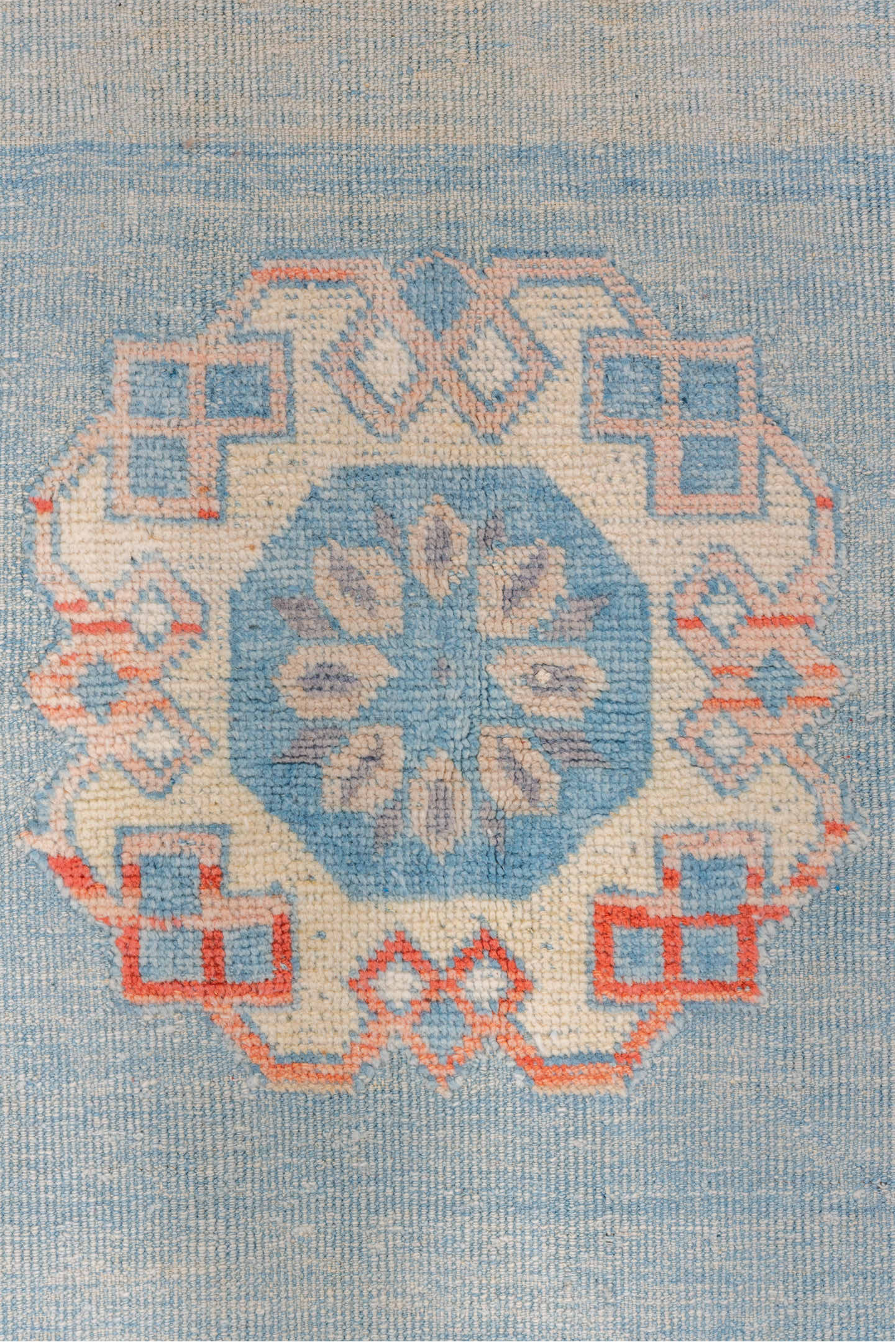 3' x 4' one-of-a-kind handmade vintage Oushak small size rug. Color palette: gainsboro, gray, light blue, light gray