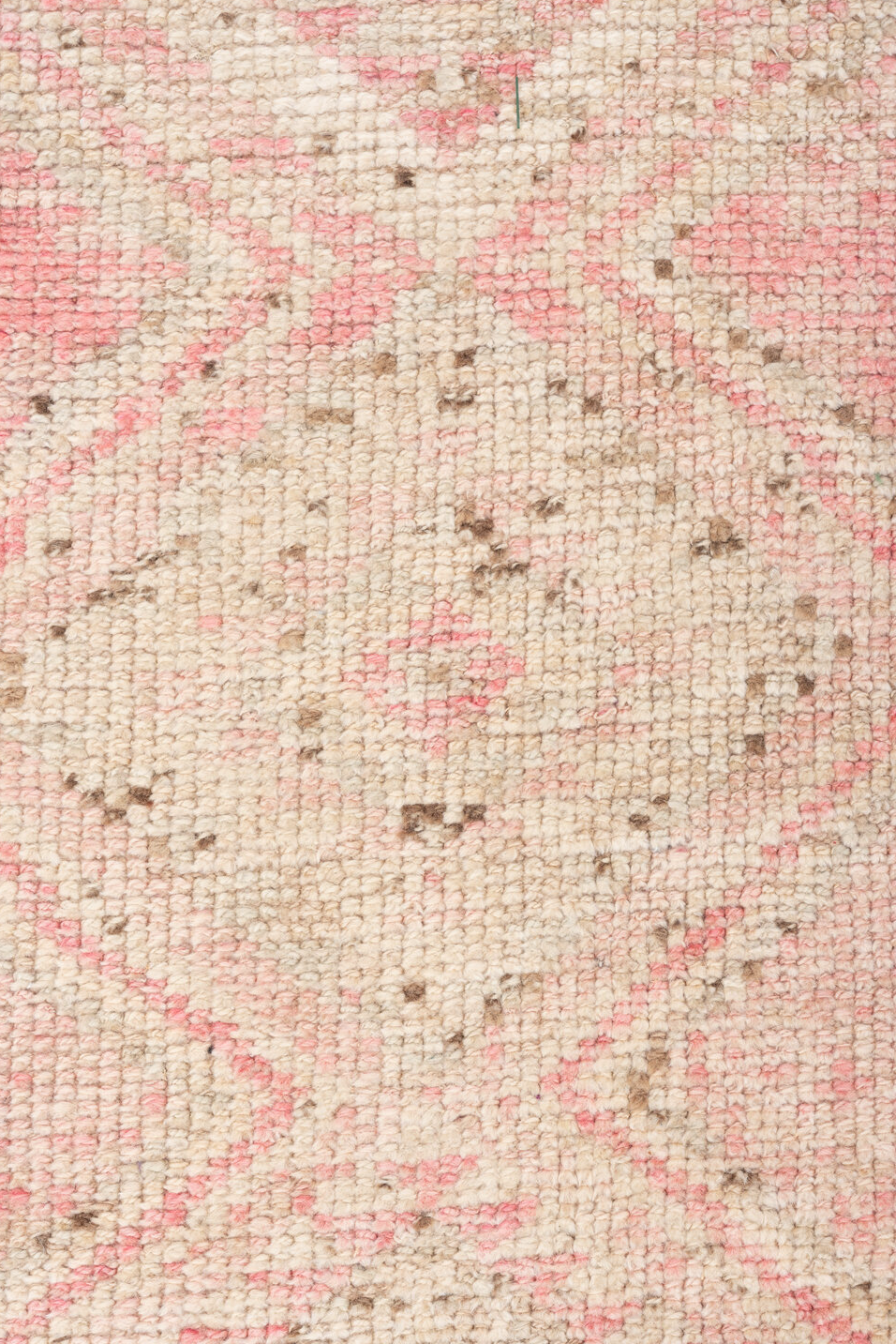 3' x 10' one-of-a-kind handmade vintage Kars runner rug. Color palette: antiquewhite, brown, linen, misty rose, off-white