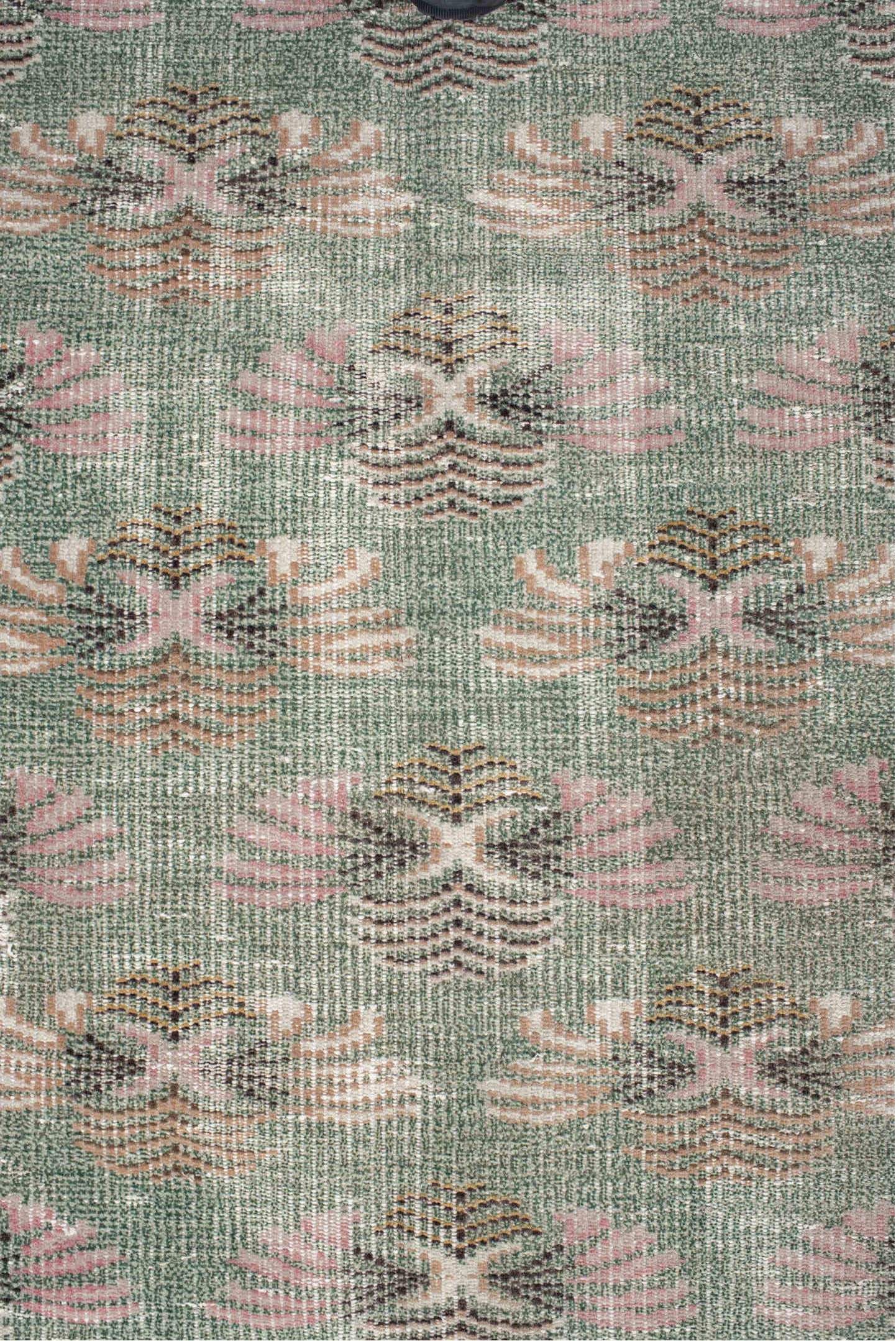 6' x 8' one-of-a-kind handmade vintage Sparta medium size rug. Color palette: gray, off-white, light gray, pink, brown