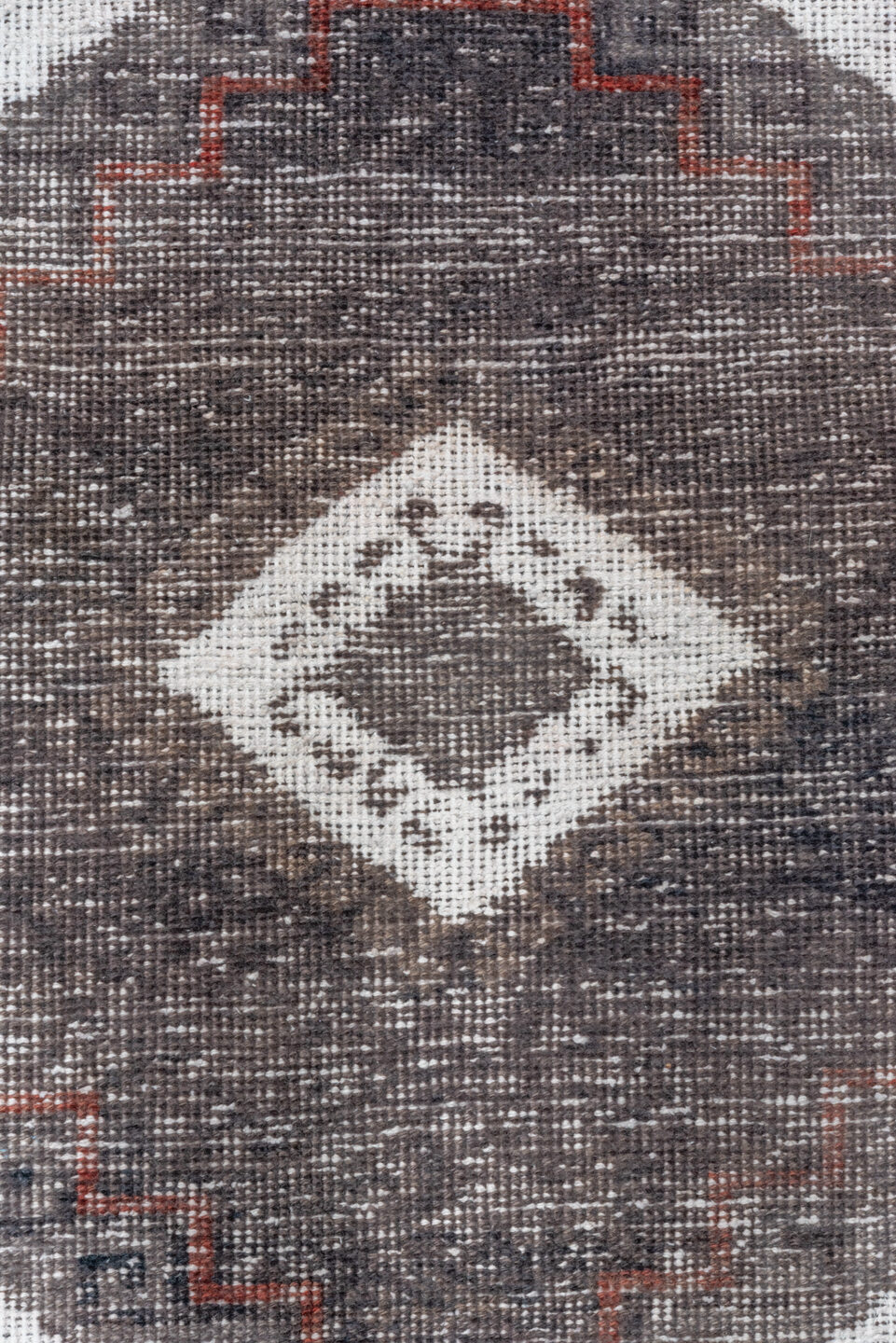 2' x 13' one-of-a-kind handmade vintage Oushak runner rug. Color palette: gray, light gray, off-white, pink, snow, white