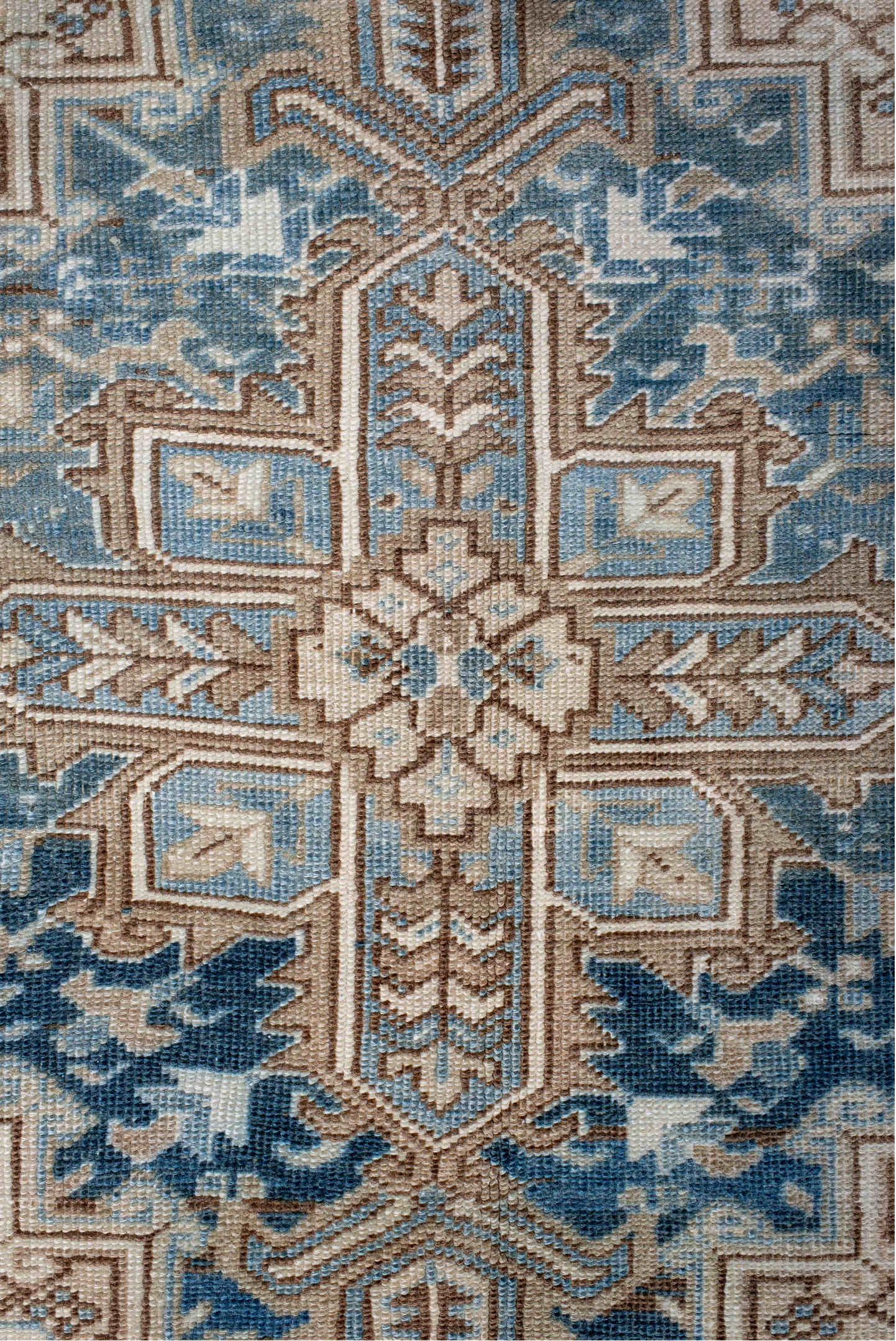 6' x 9' one-of-a-kind handmade vintage Heriz medium size rug. Color palette: arapawa, blue, brown, dark gray, gainsboro