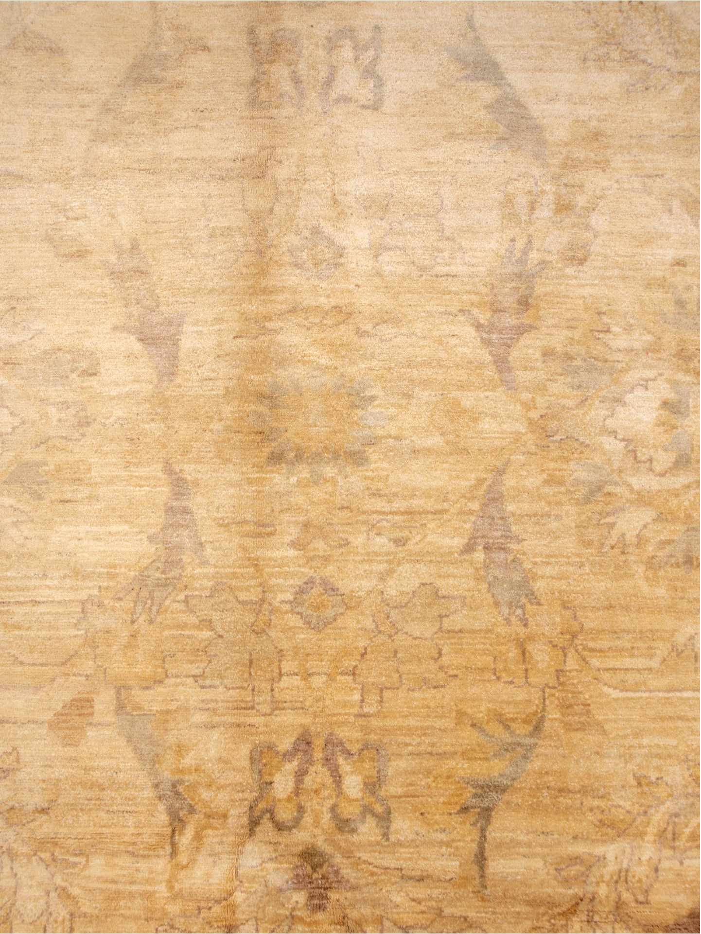 9' x 13' one-of-a-kind handmade vintage Oushak large size rug. Color palette: bisque, blanched almond, brown, burlywood