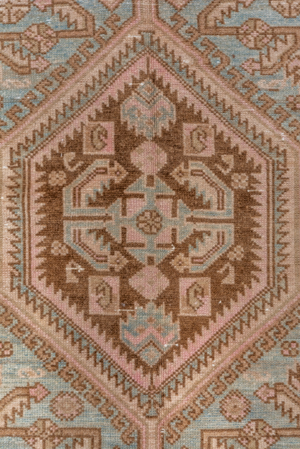4' x 6' one-of-a-kind handmade vintage Malayer small size rug. Color palette: brown, gray, light gray, off-white, pink