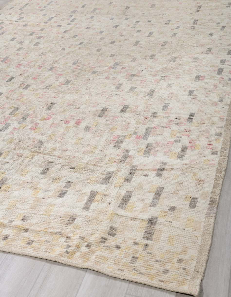 8' x 12' one-of-a-kind handmade vintage Tulu large size rug. Color palette: brown, dark gray, gainsboro, gray, light gray
