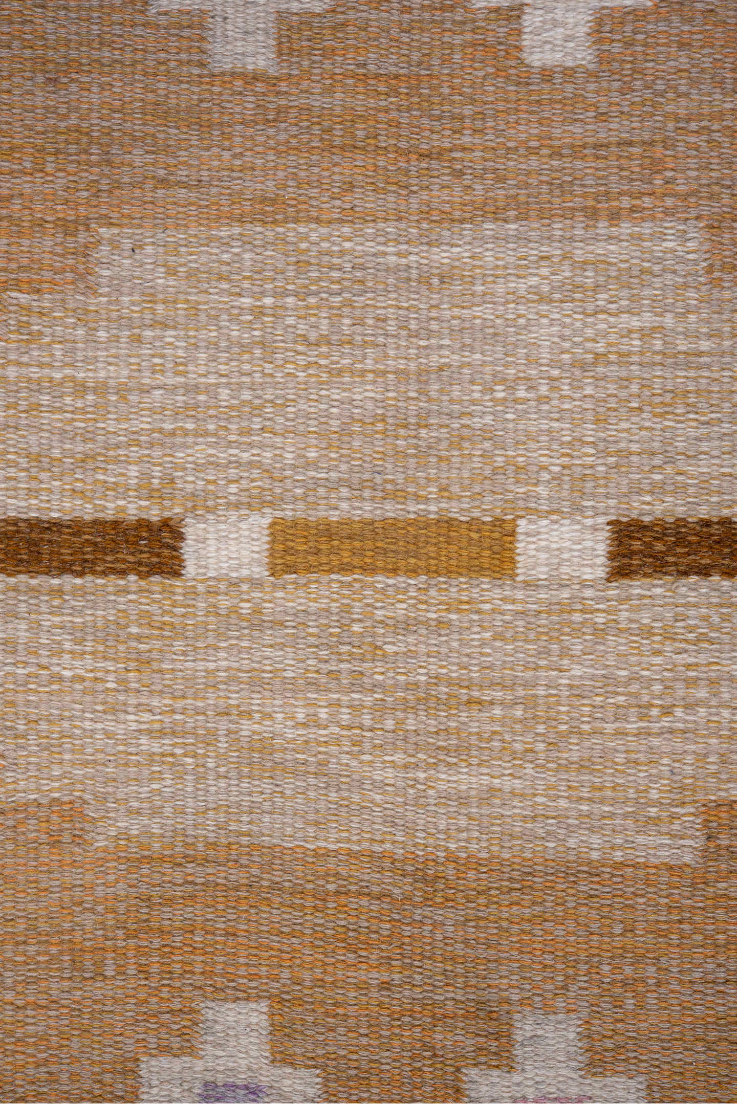 6' x 9' one-of-a-kind handmade vintage Rollaken medium size rug. Color palette: brown, burlywood, floral white, gainsboro