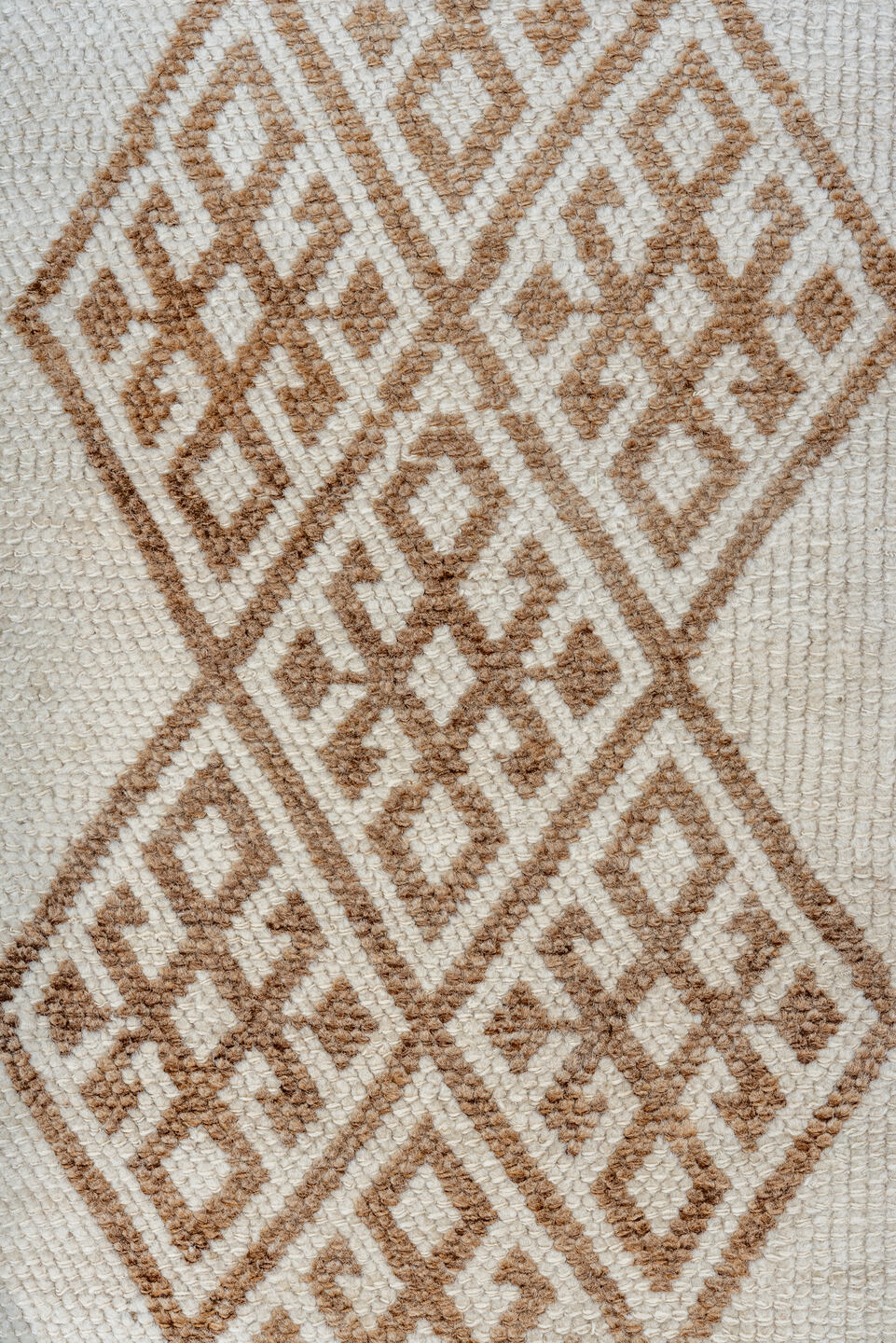 2' x 10' one-of-a-kind handmade vintage Kars runner rug. Color palette: brown, gray, light gray, linen, off-white, old lace