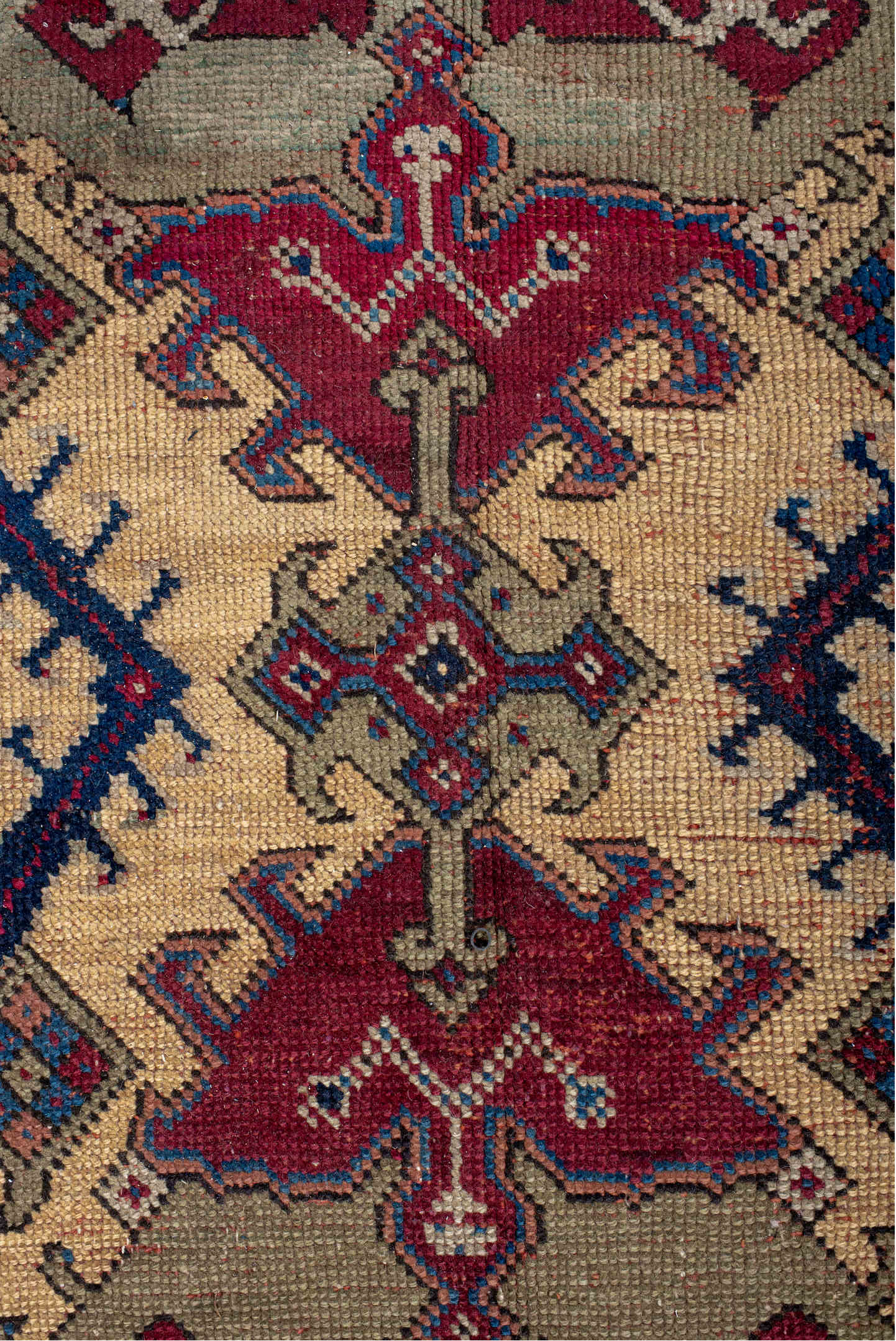 14' x 14' one-of-a-kind handmade vintage Oushak oversize rug. Color palette: gray, blue, off-white, orange, pink, brown, red