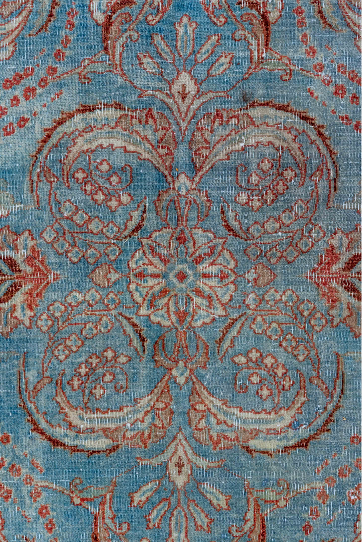 6' x 9' one-of-a-kind handmade vintage Tabriz medium size rug. Color palette: blue, brown, gray, light blue, light gray