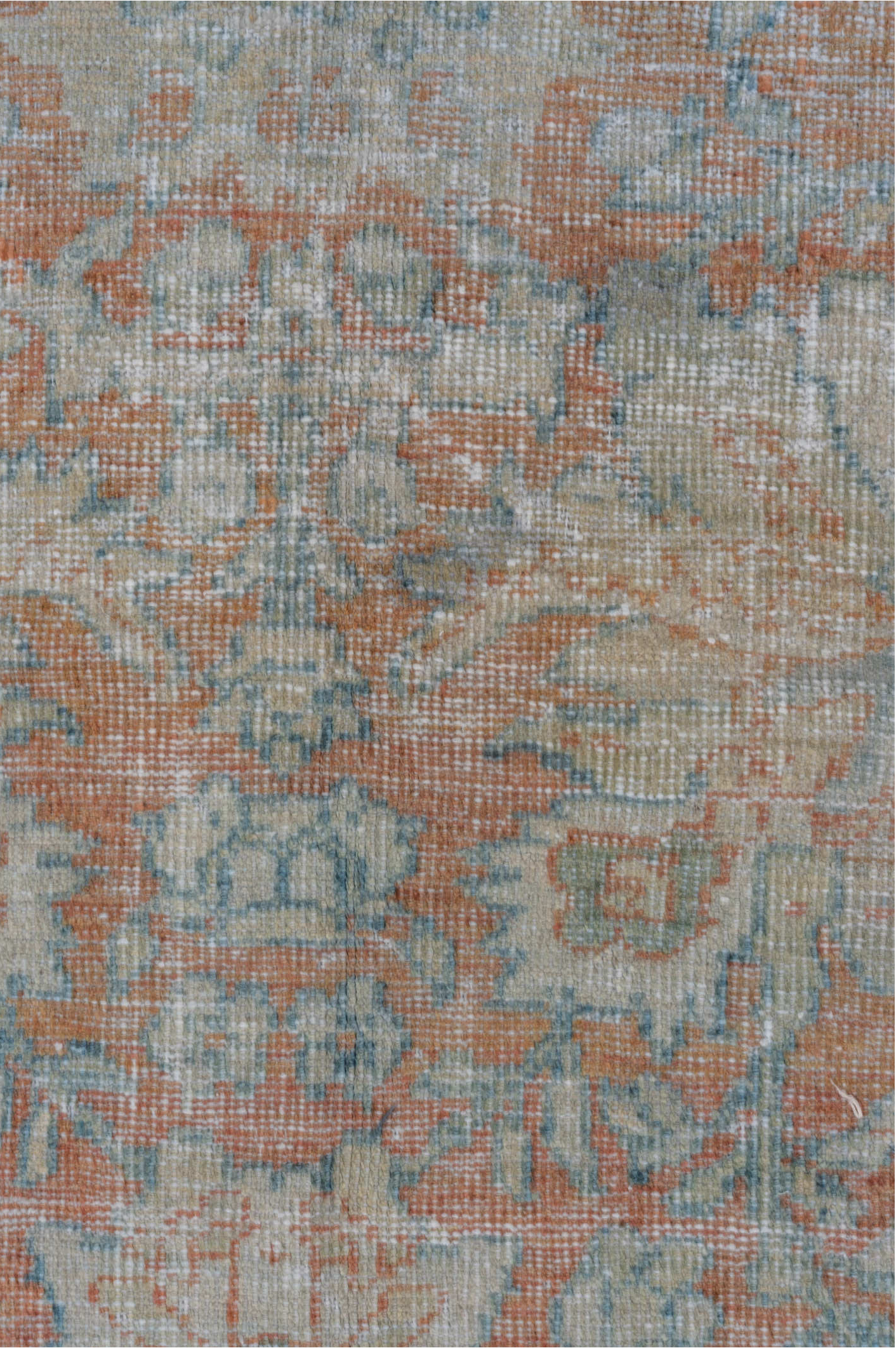 9' x 14' one-of-a-kind handmade vintage Mahal large size rug. Color palette: blue, gray, light blue, light gray, off-white