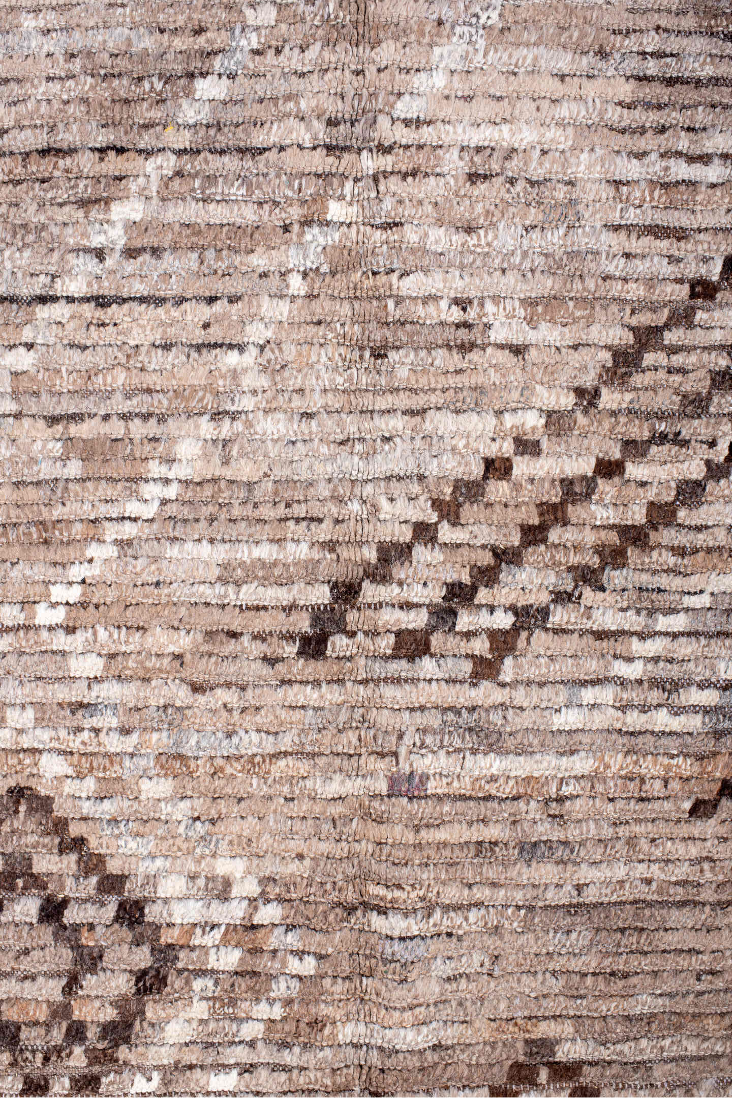 9' x 12' one-of-a-kind handmade vintage Tulu large size rug. Color palette: pink, brown, off-white, gray, light gray