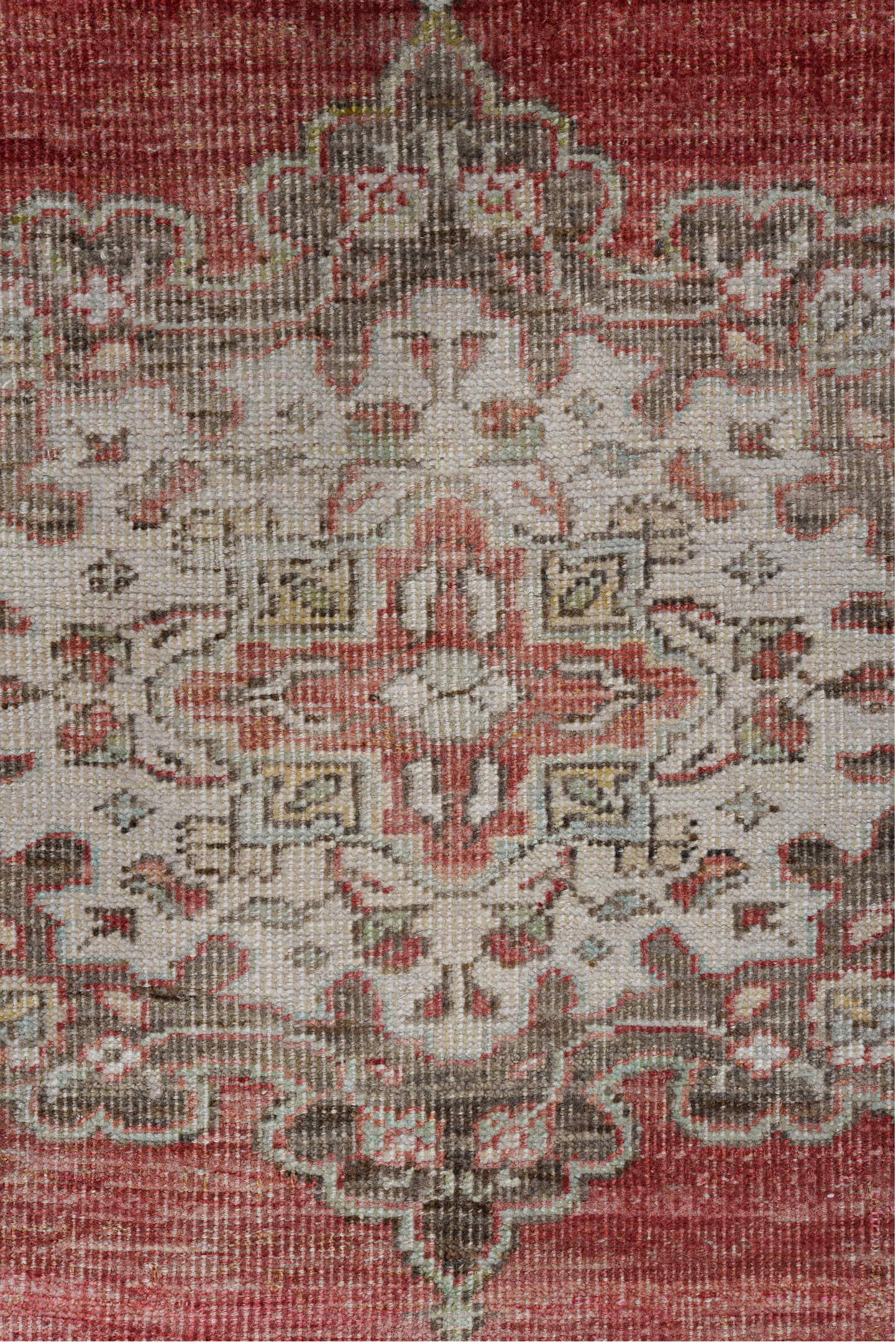 3' x 12' one-of-a-kind handmade vintage Oushak runner rug. Color palette: brown, gray, light gray, off-white, orange, pink