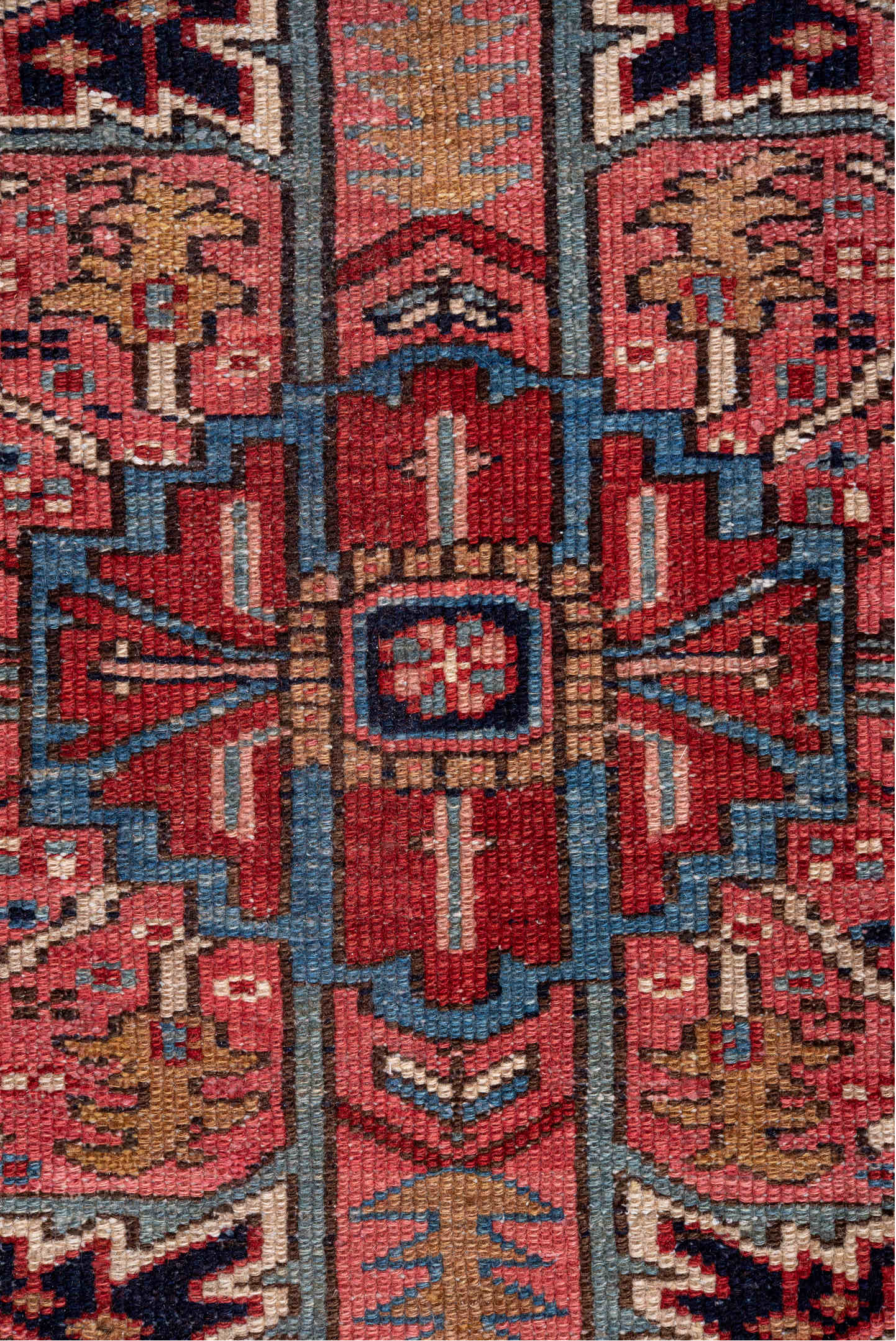 8' x 11' one-of-a-kind handmade vintage Heriz large size rug. Color palette: arapawa, blue, brown, dark gray, dim gray