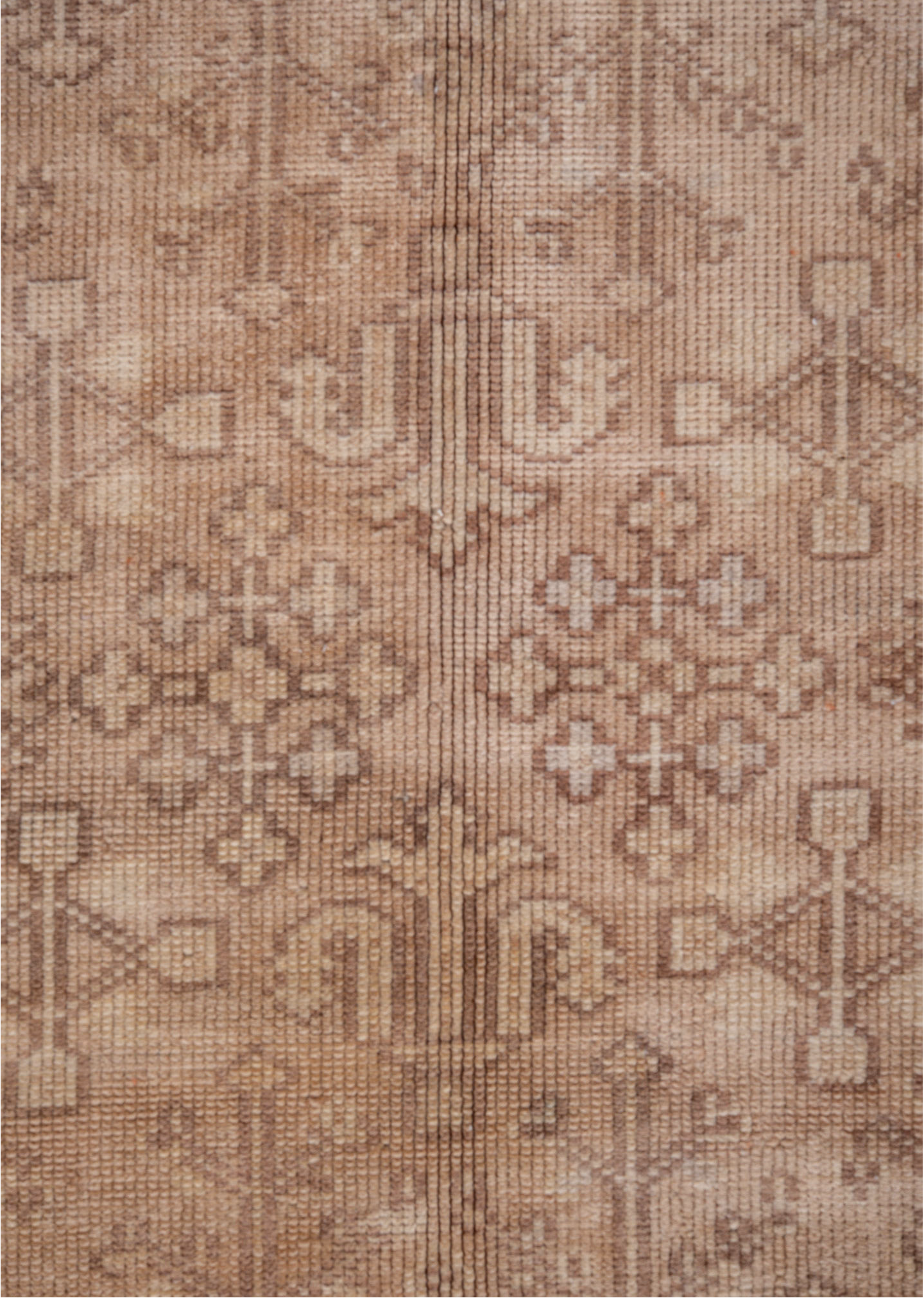 6' x 10' one-of-a-kind handmade vintage Sivas large size rug. Color palette: brown, off-white, orange, pink