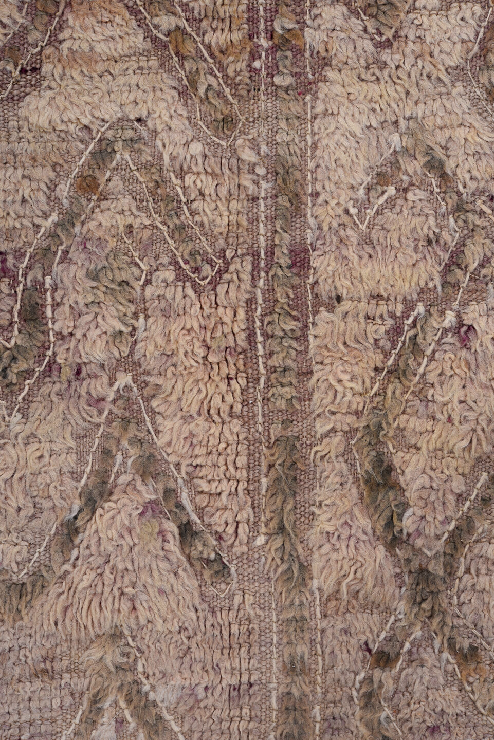 5' x 10' one-of-a-kind handmade vintage Moroccan medium size rug. Color palette: brown, gray, light gray, off-white, pink