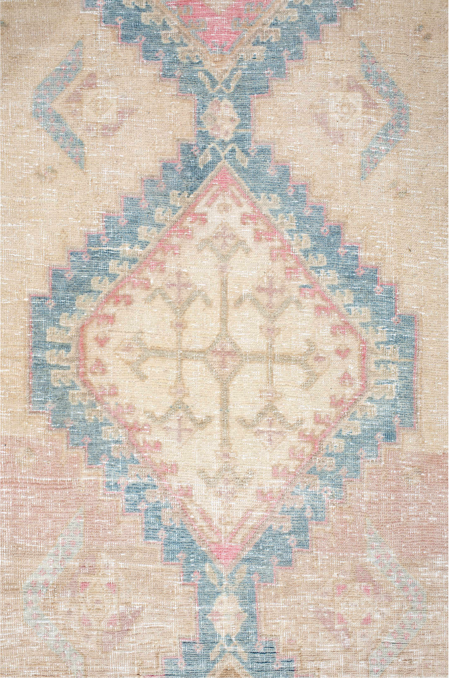 3' x 8' one-of-a-kind handmade vintage Sarab runner rug. Color palette: pink, gray, light gray, off-white, brown, silver