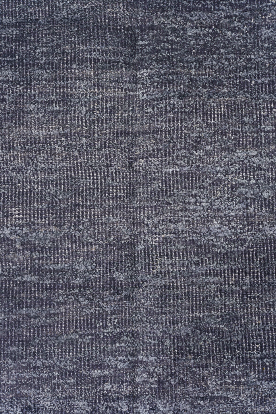 8' x 12' one-of-a-kind handmade vintage Sari Silk large size rug. Color palette: black, blue, charcoal, dark gray, gainsboro