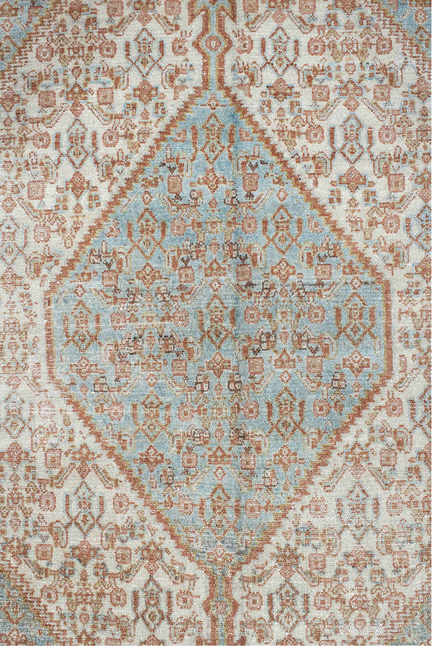 4' x 6' one-of-a-kind handmade vintage Senne small size rug. Color palette: brown, off-white, light gray, gray, pink, silver
