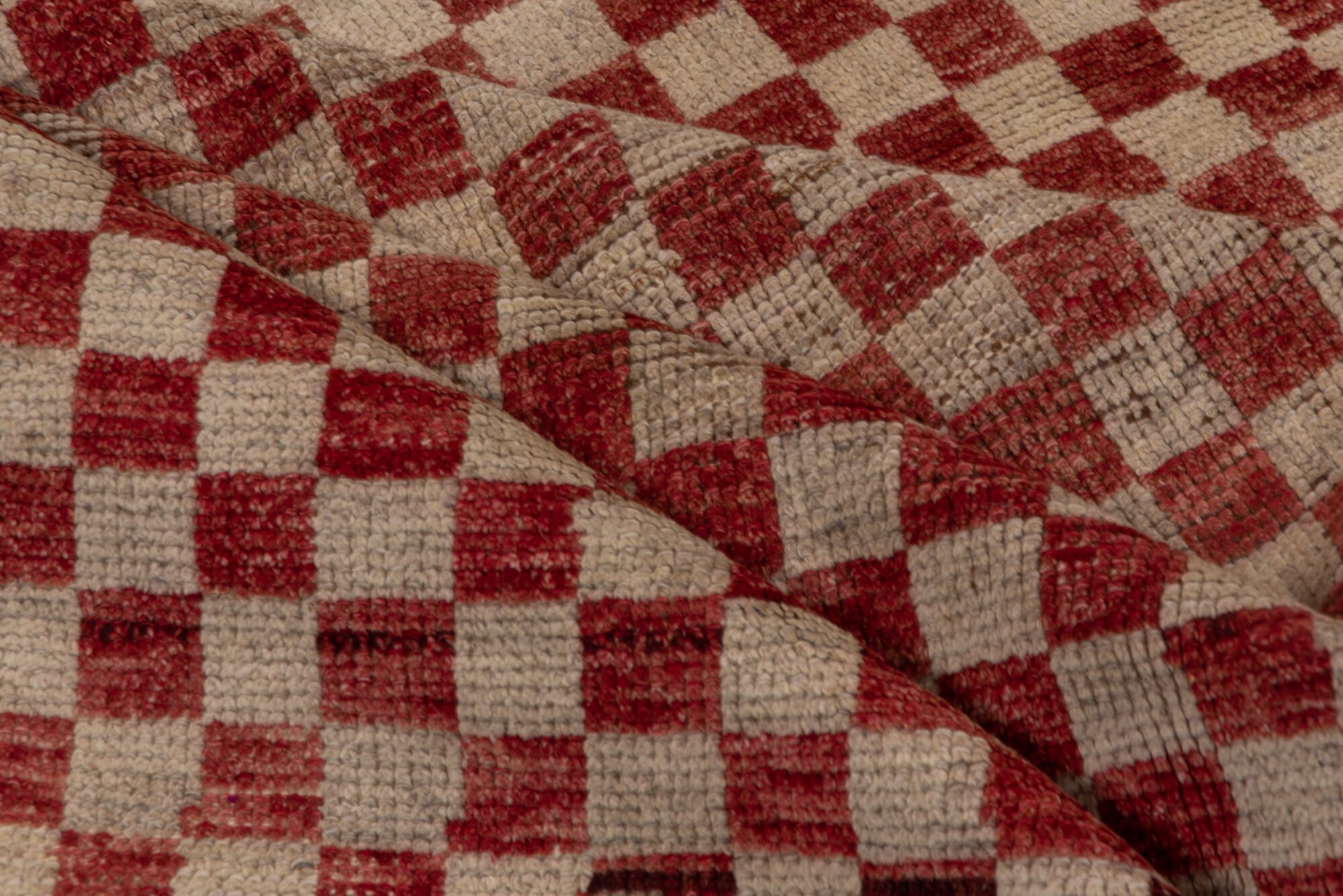 5' x 10' one-of-a-kind handmade vintage Tulu medium size rug. Color palette: brown, gray, light gray, pink, red