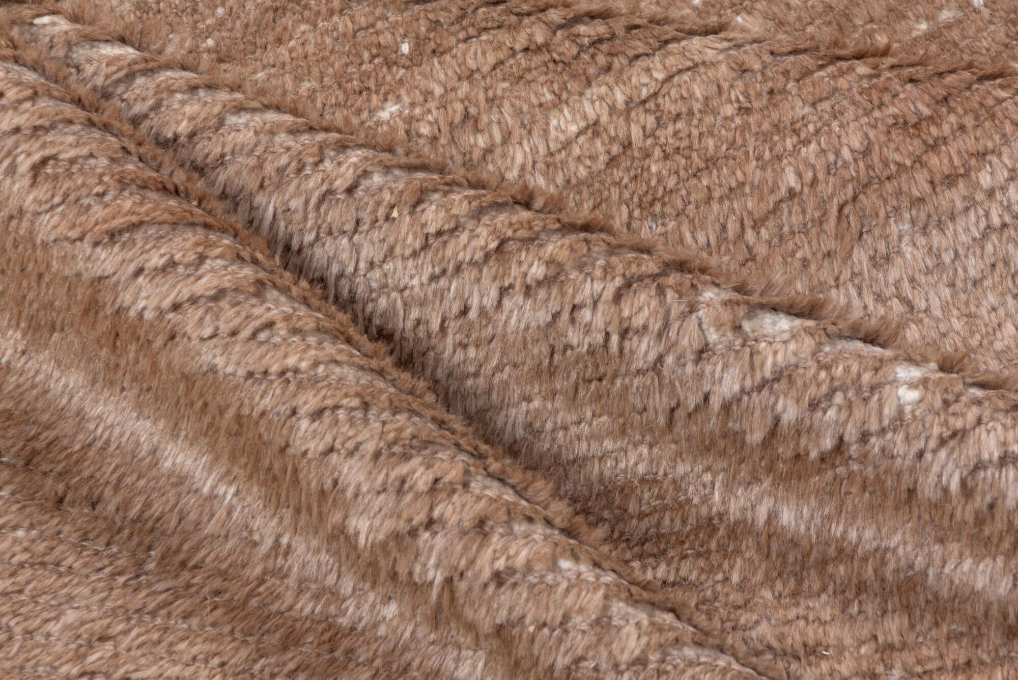 4' x 6' one-of-a-kind handmade vintage Tulu small size rug. Color palette: brown, gray, light gray, off-white, pink, snow