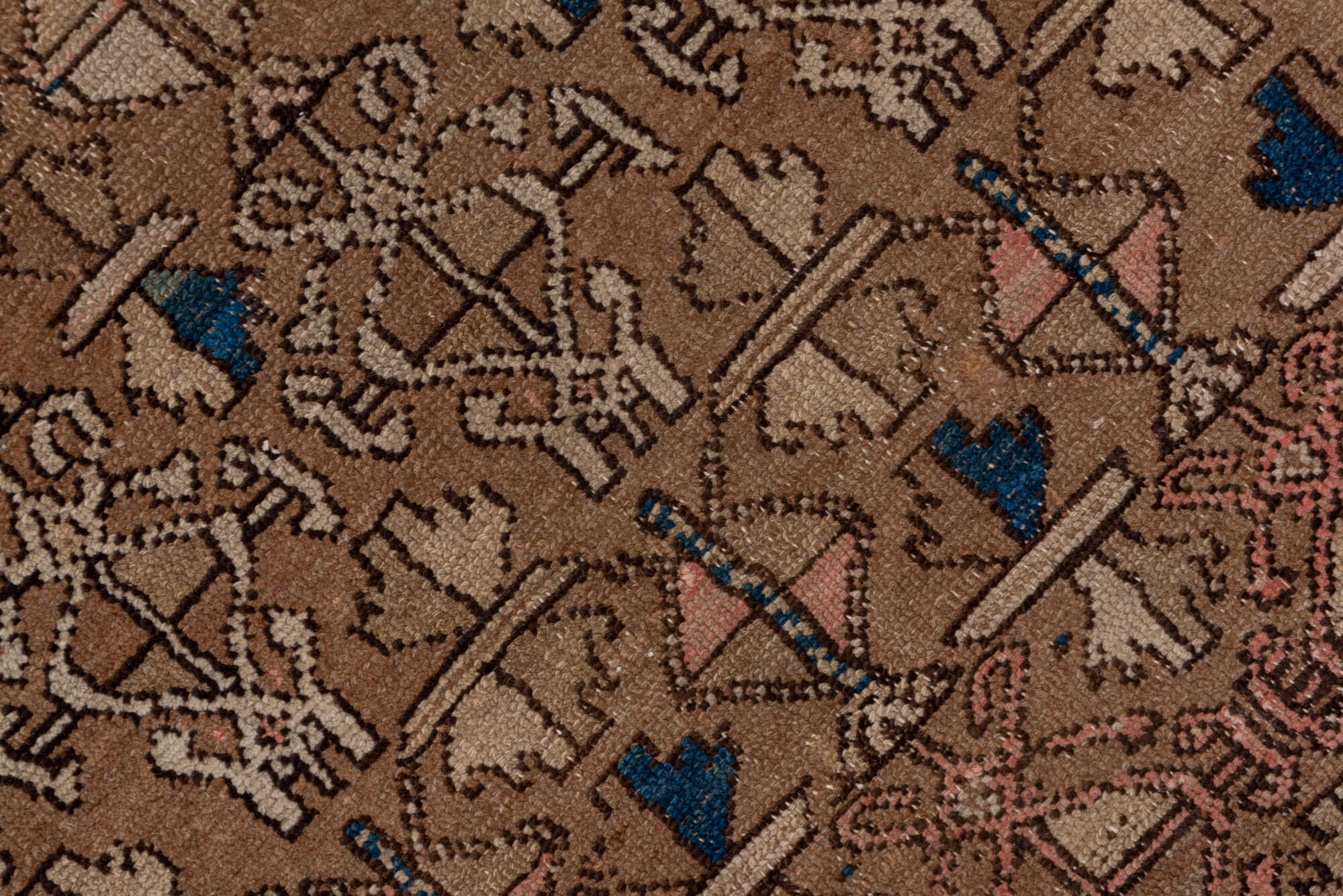 3' x 8' one-of-a-kind handmade vintage Cam Hamadan runner rug. Color palette: black, blue, brown, charcoal, gray, pink, red