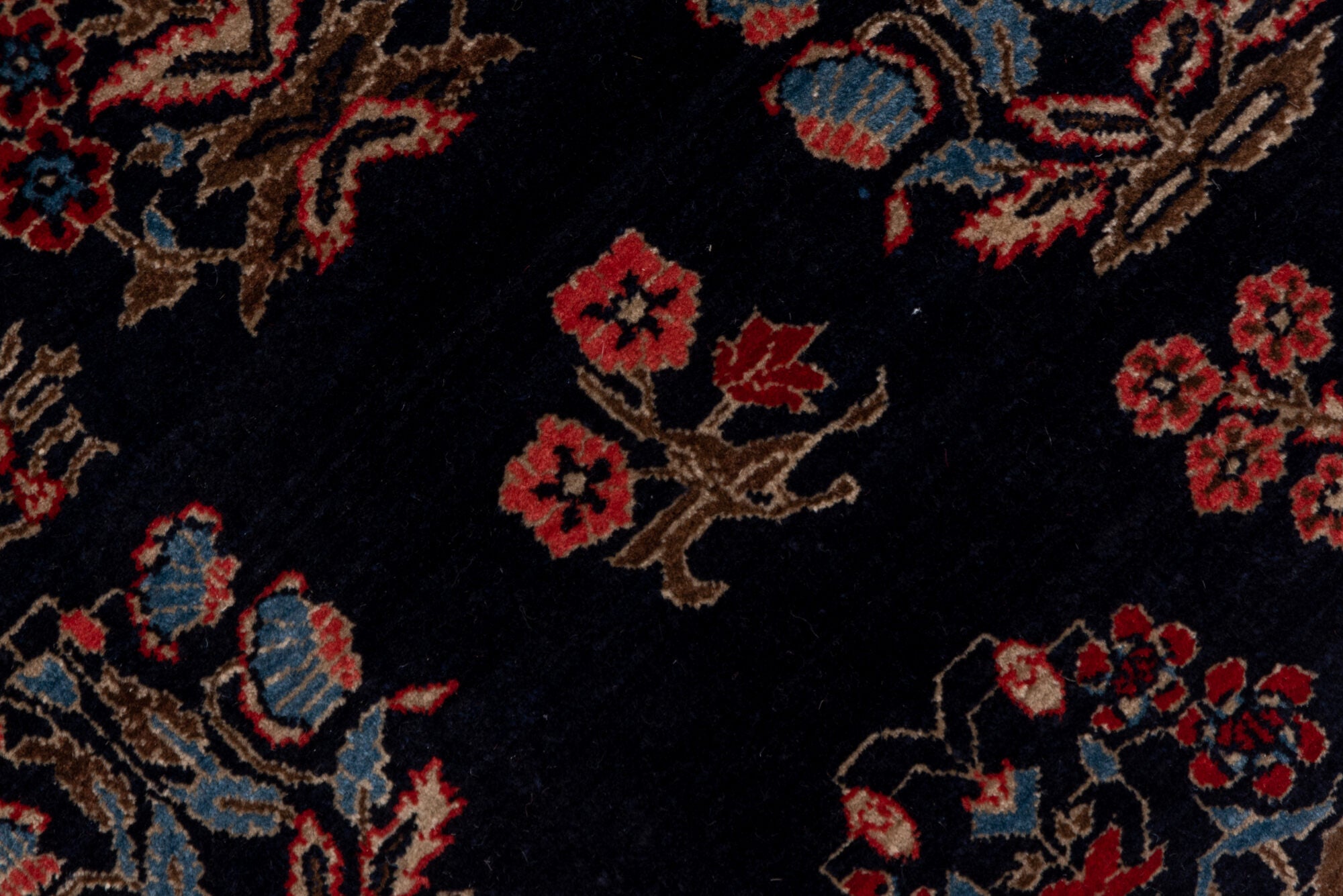 4' x 6' one-of-a-kind handmade vintage Far.Sarouk small size rug. Color palette: black, blue, brown, dim gray, gray, pink