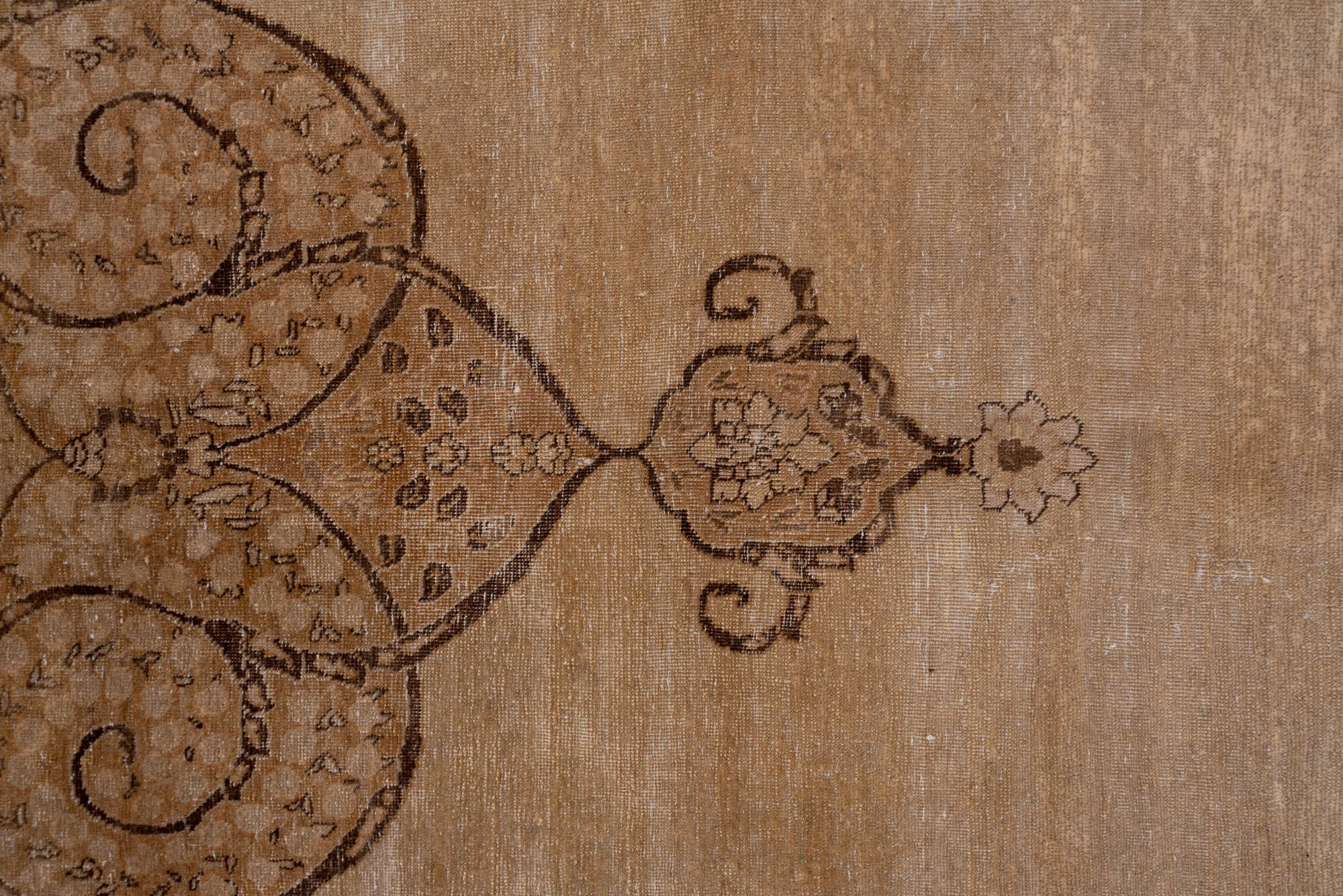 9' x 12' one-of-a-kind handmade vintage Tabriz large size rug. Color palette: brown, pink