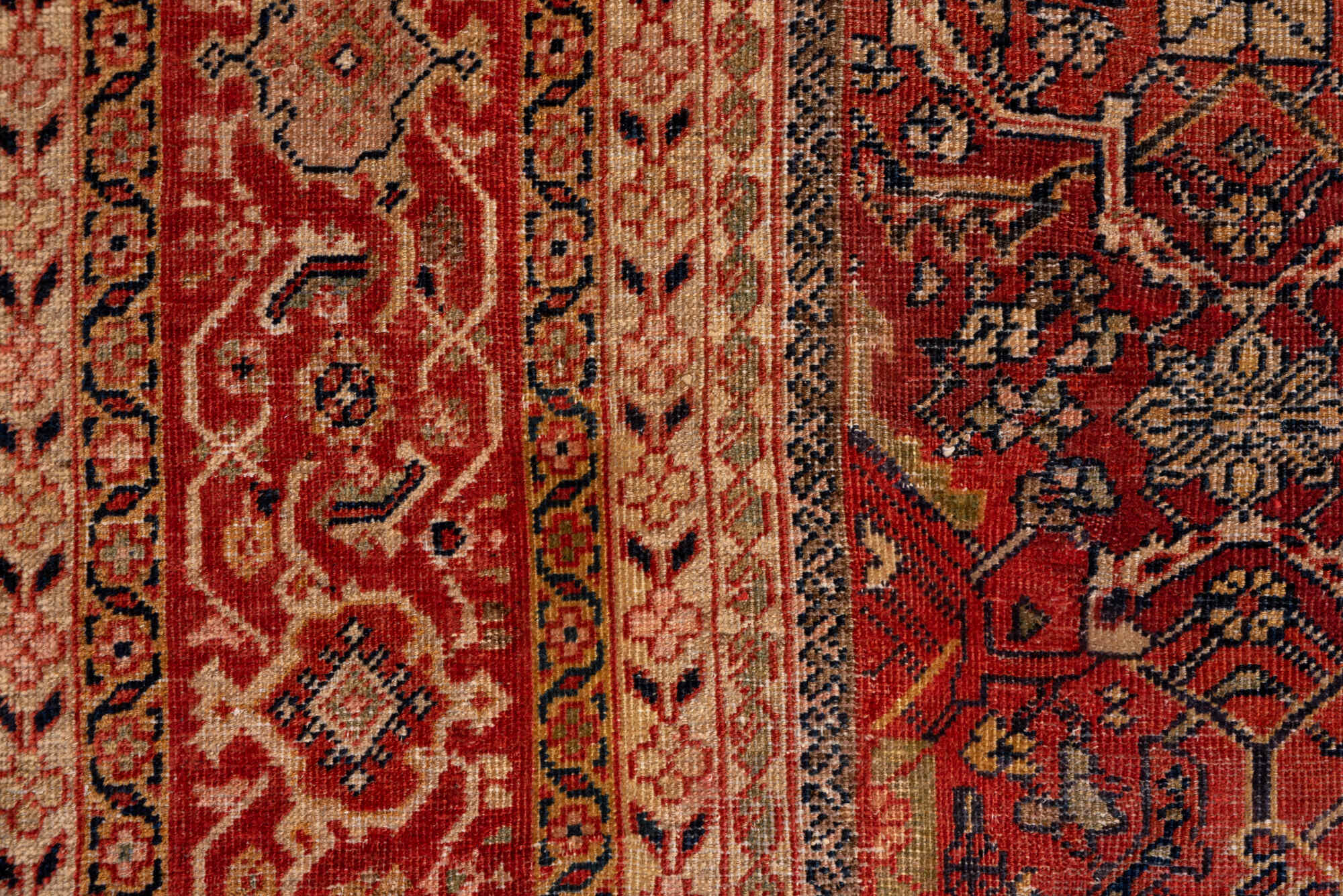 13' x 20' one-of-a-kind handmade vintage Sultanabad oversize rug. Color palette: brown, gray, pink, red