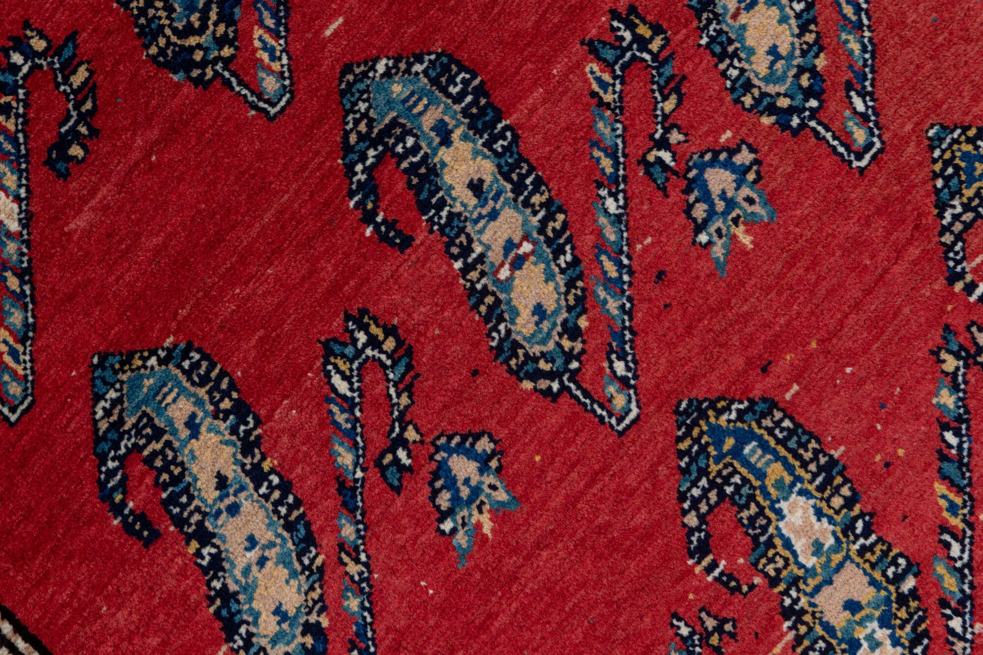 3' x 14' one-of-a-kind handmade vintage Malayer runner rug. Color palette: blue, brown, gray, pink, red