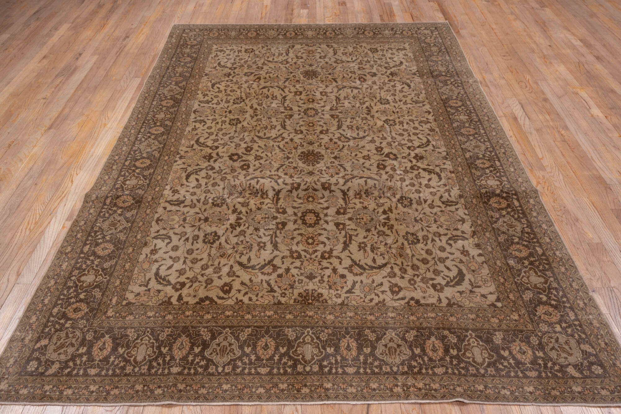6' x 10' one-of-a-kind handmade vintage Sivas large size rug. Color palette: brown