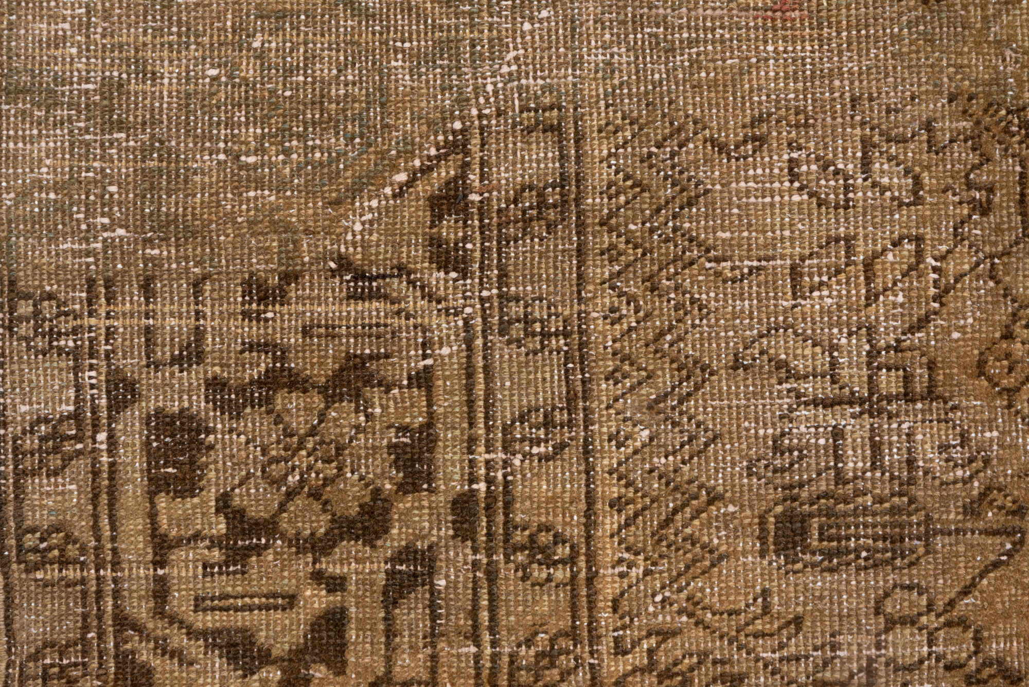 7' x 9' one-of-a-kind handmade vintage Heriz rug. Color palette: brown, light gray, gray, off-white, orange, pink, black