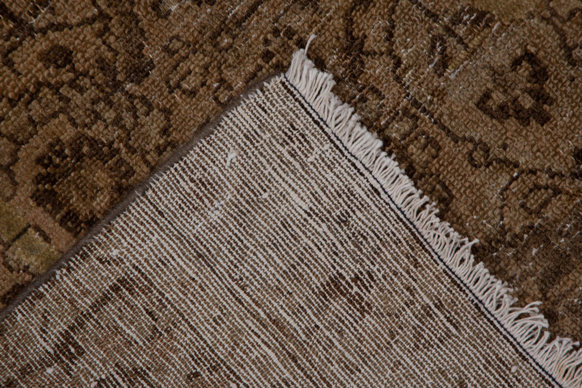 3' x 7' one-of-a-kind handmade vintage Hamadan runner rug. Color palette: brown, gray, pink