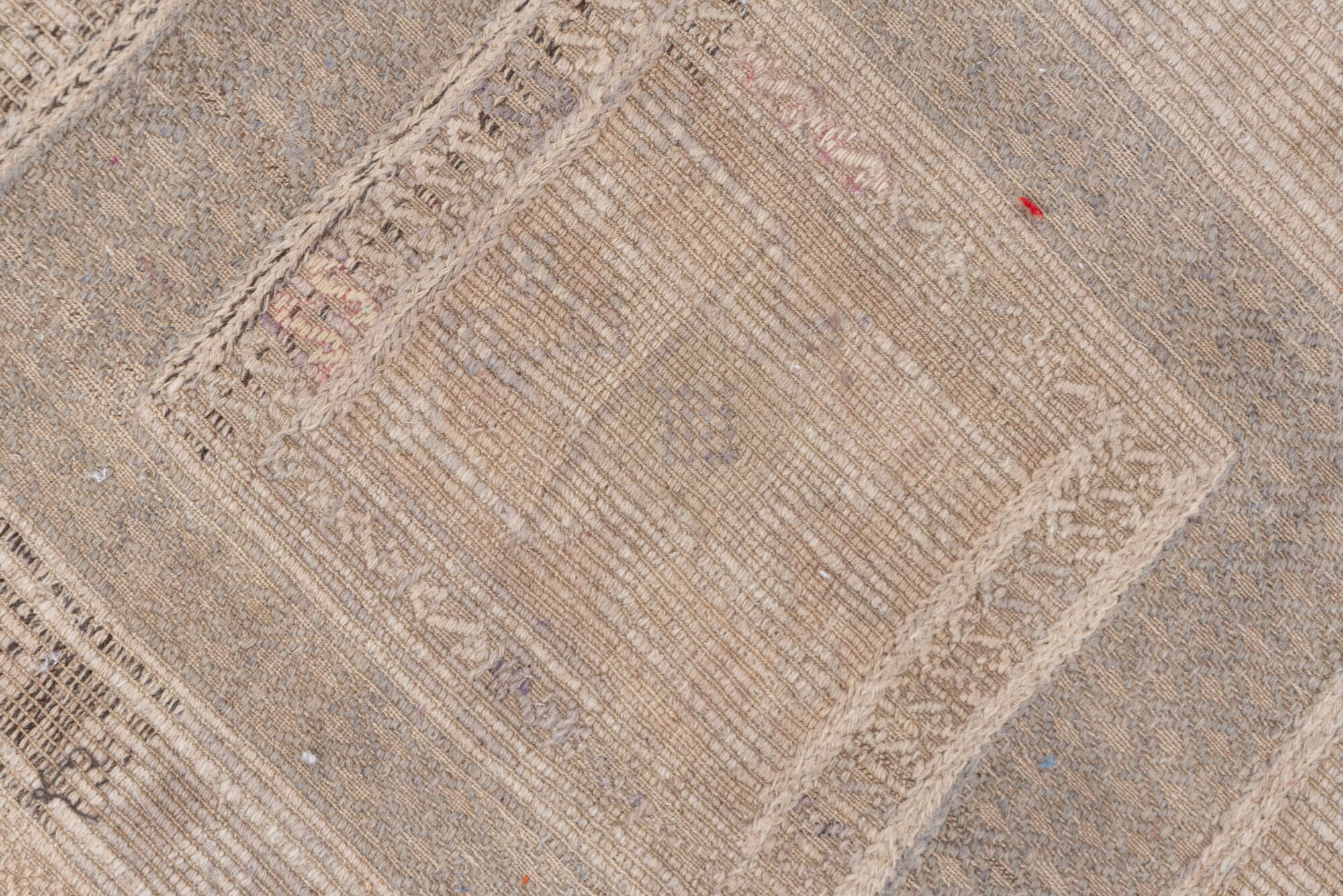 5' x 9' one-of-a-kind handmade vintage Jijim medium size rug. Color palette: gray, light gray, off-white, pink, snow, white