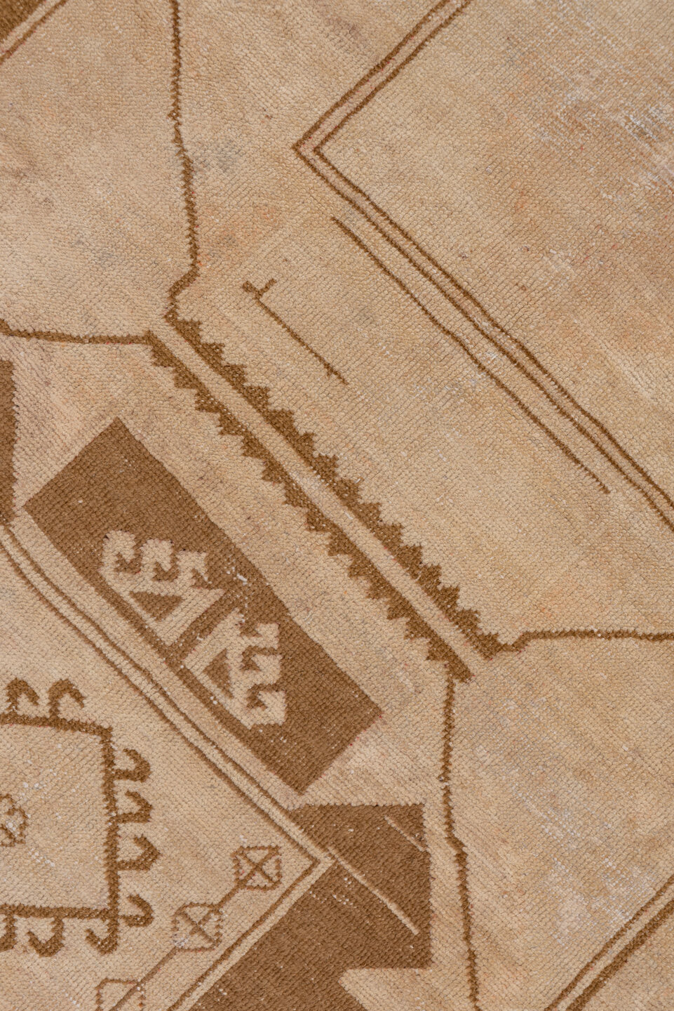 3' x 11' one-of-a-kind handmade vintage Oushak runner rug. Color palette: brown, black, off-white, gray, white, snow