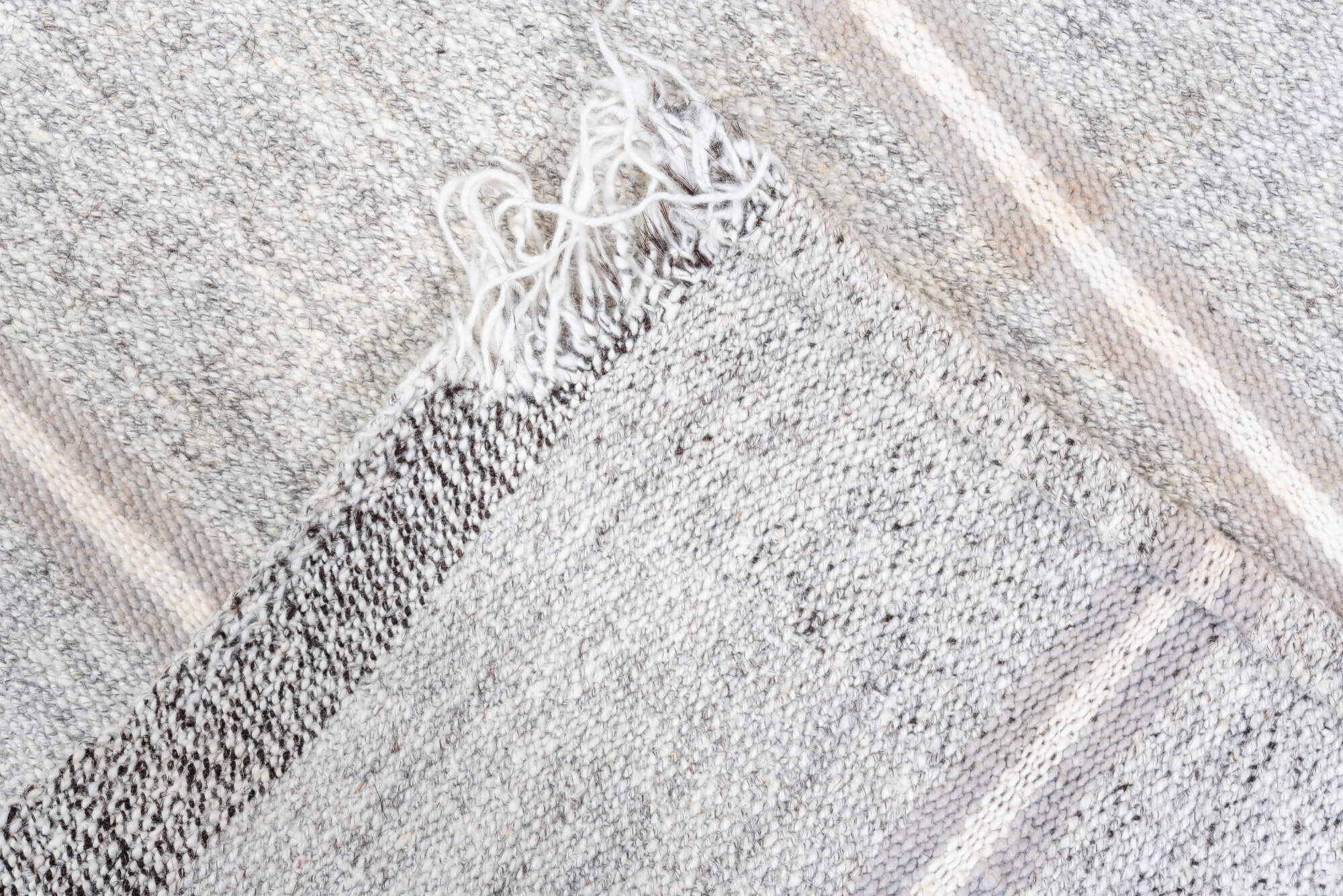 2' x 7' one-of-a-kind handmade vintage Flatweave runner rug. Color palette: dark gray, gainsboro, gray, light blue