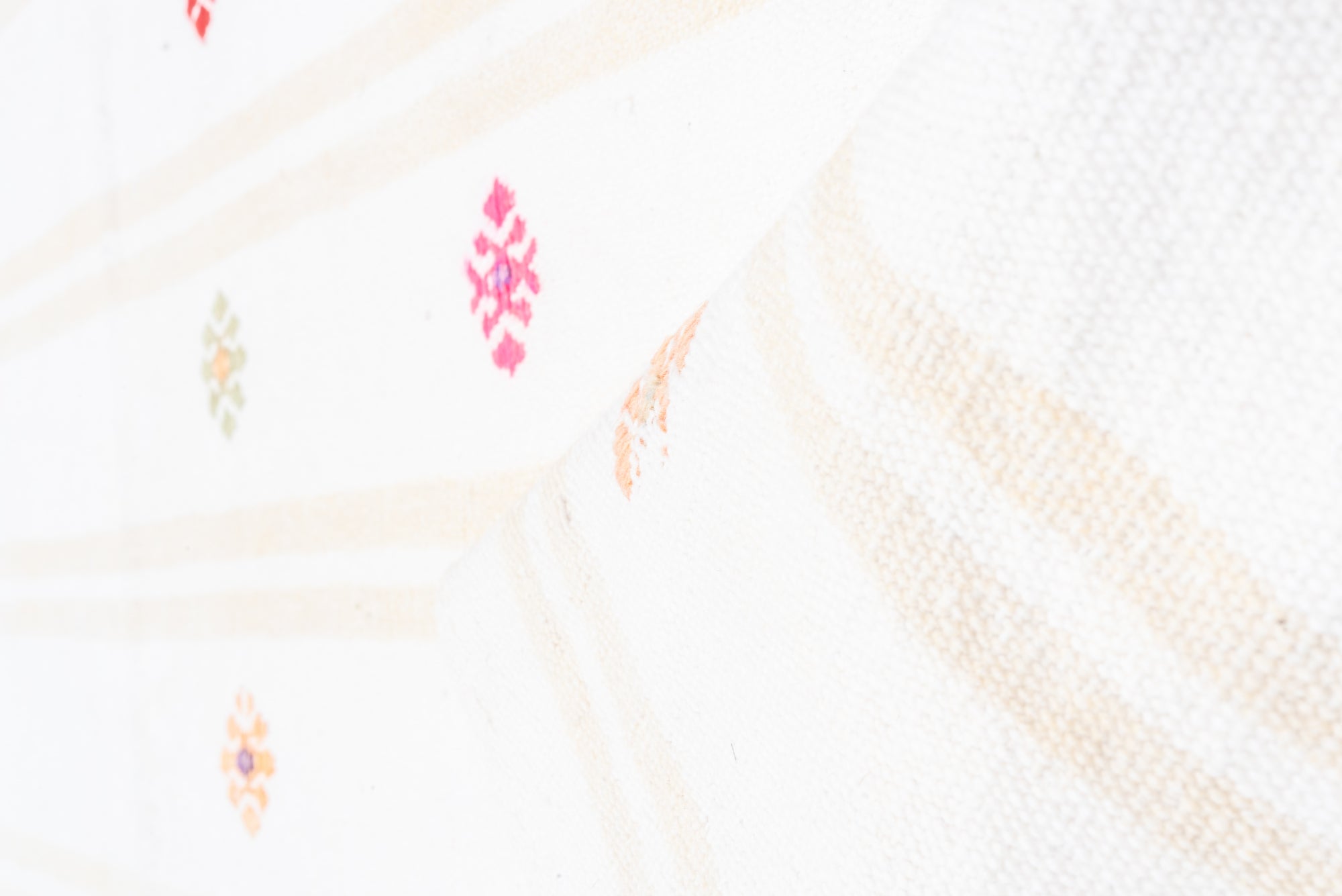 2' x 16' one-of-a-kind handmade vintage Flatweave runner rug. Color palette: brown, gainsboro, gray, light blue, light gray