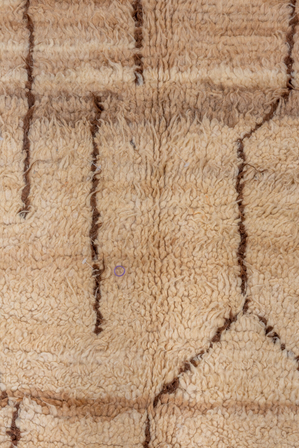 4' x 10' one-of-a-kind handmade vintage Moroccan runner rug. Color palette: antiquewhite, brown, light gray, off-white