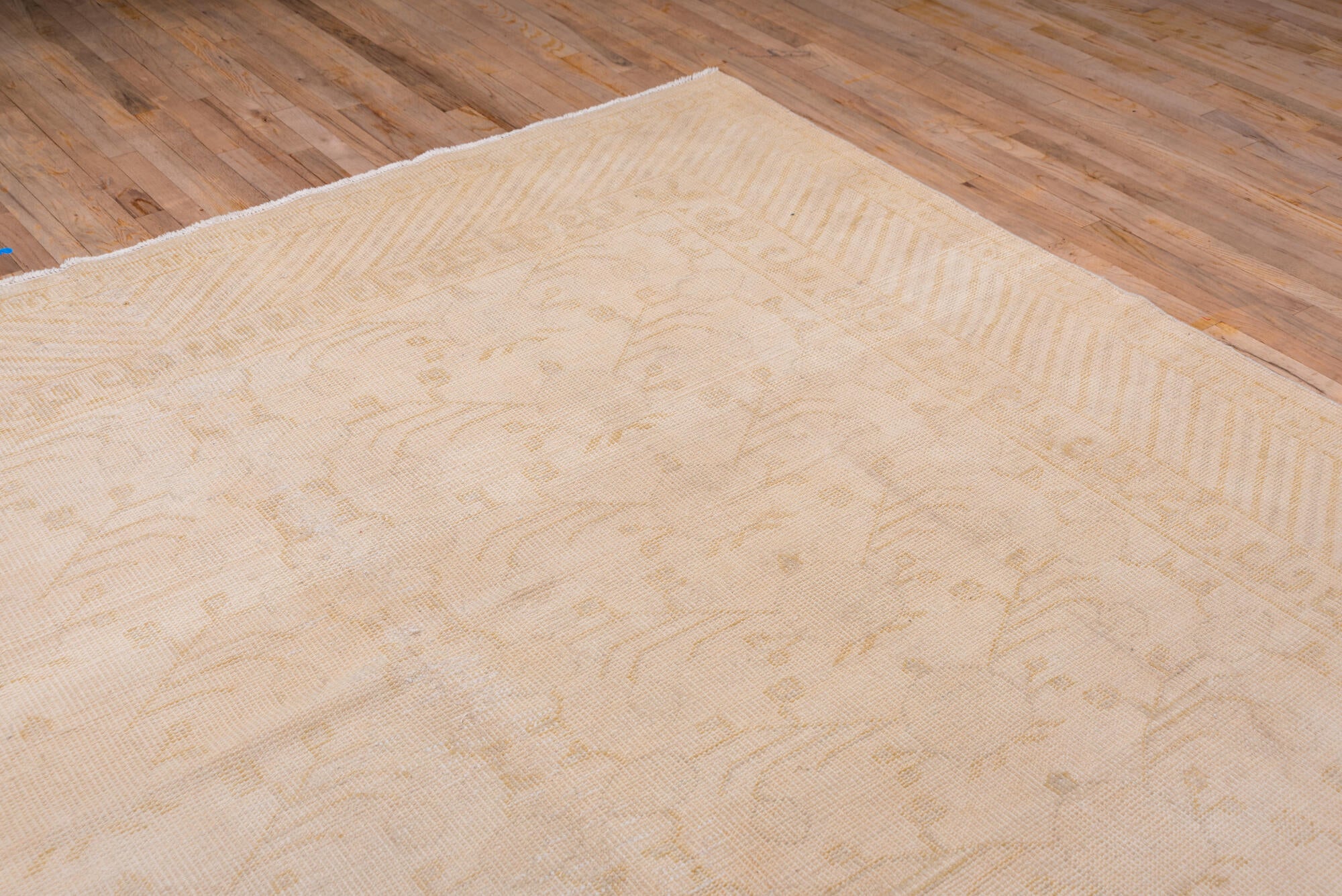 9' x 12' one-of-a-kind handmade vintage Oushak large size rug. Color palette: brown, gray, light gray, off-white, orange