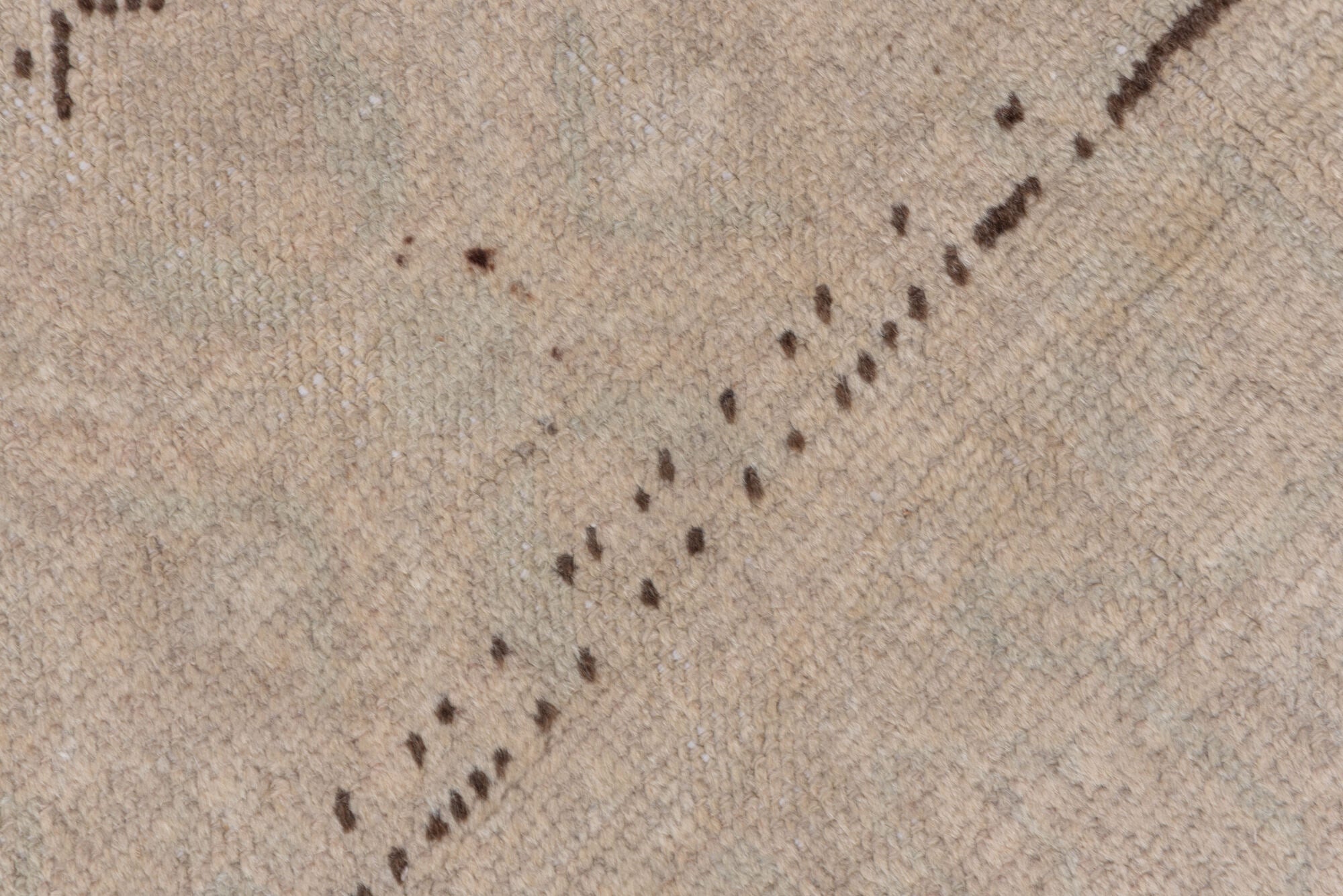 2' x 10' one-of-a-kind handmade vintage Oushak runner rug. Color palette: brown, gray, light gray, off-white, pink, snow