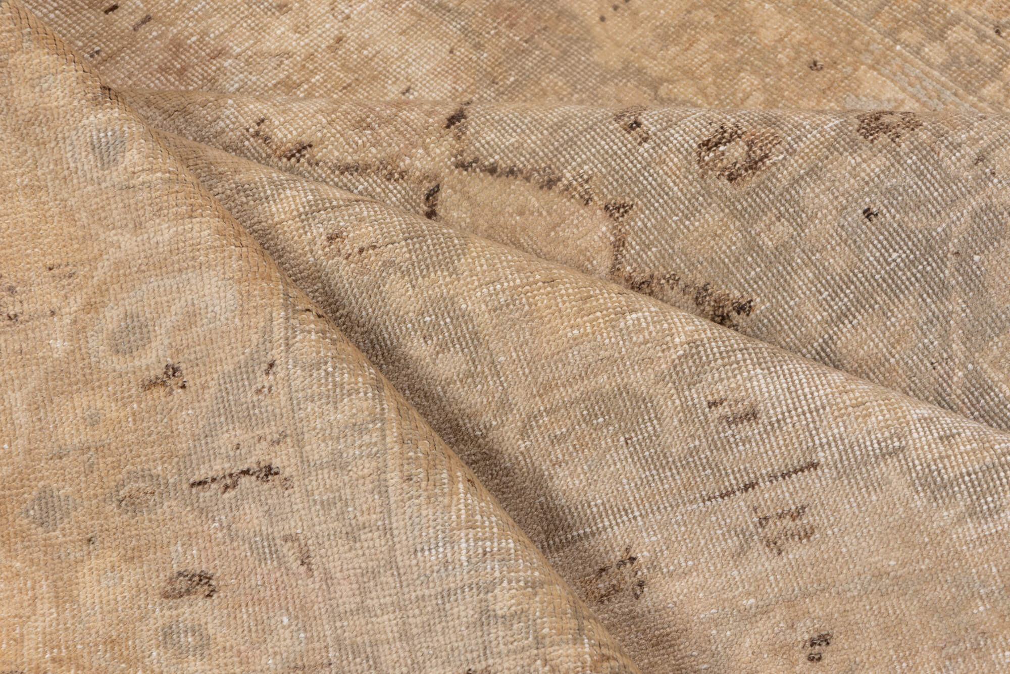 4' x 6' one-of-a-kind handmade vintage Sivas small size rug. Color palette: brown, gray, light gray, off-white, orange, pink