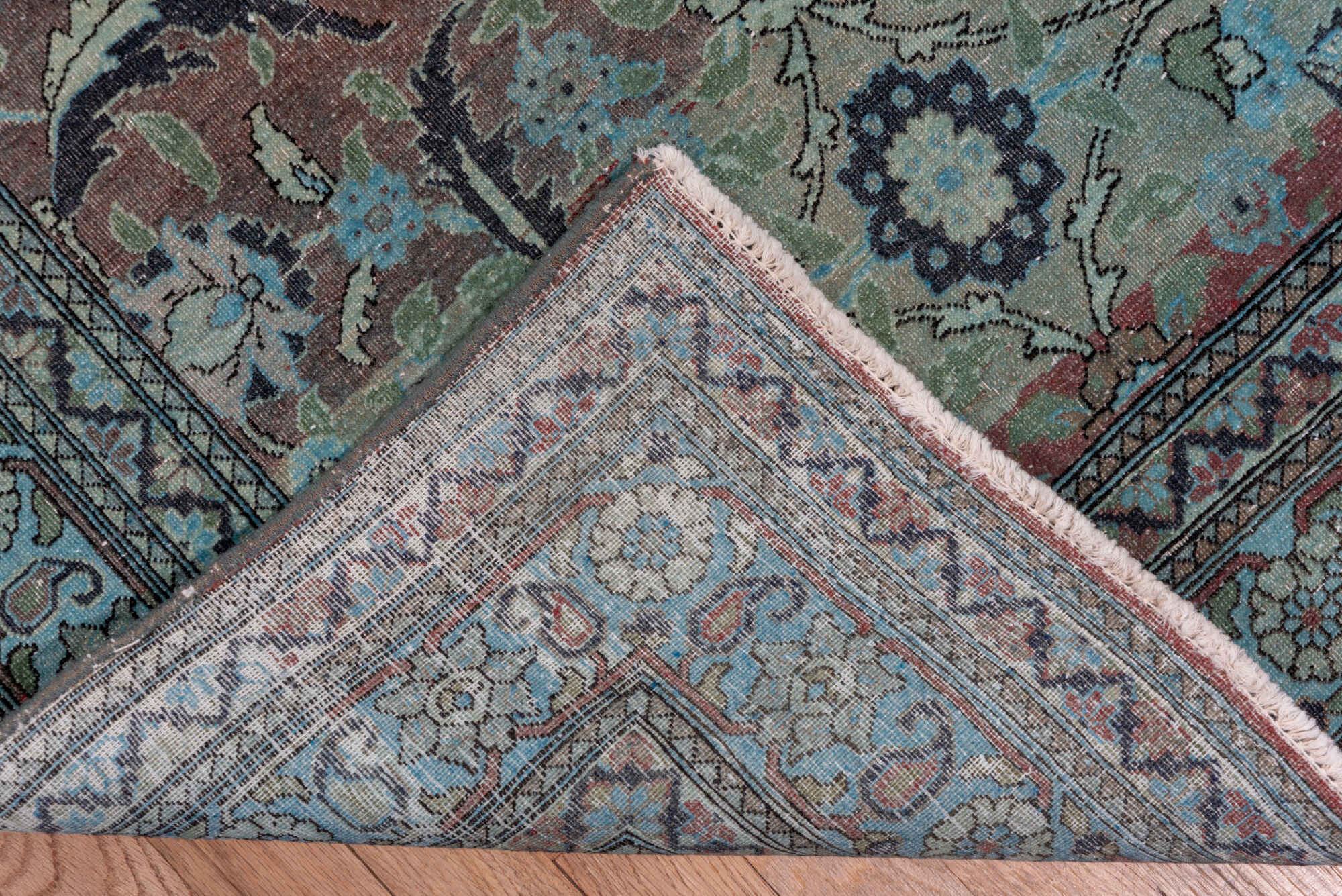 3' x 19' one-of-a-kind handmade vintage Sivas runner rug. Color palette: black, blue, dim gray, gray, off-white, snow, white