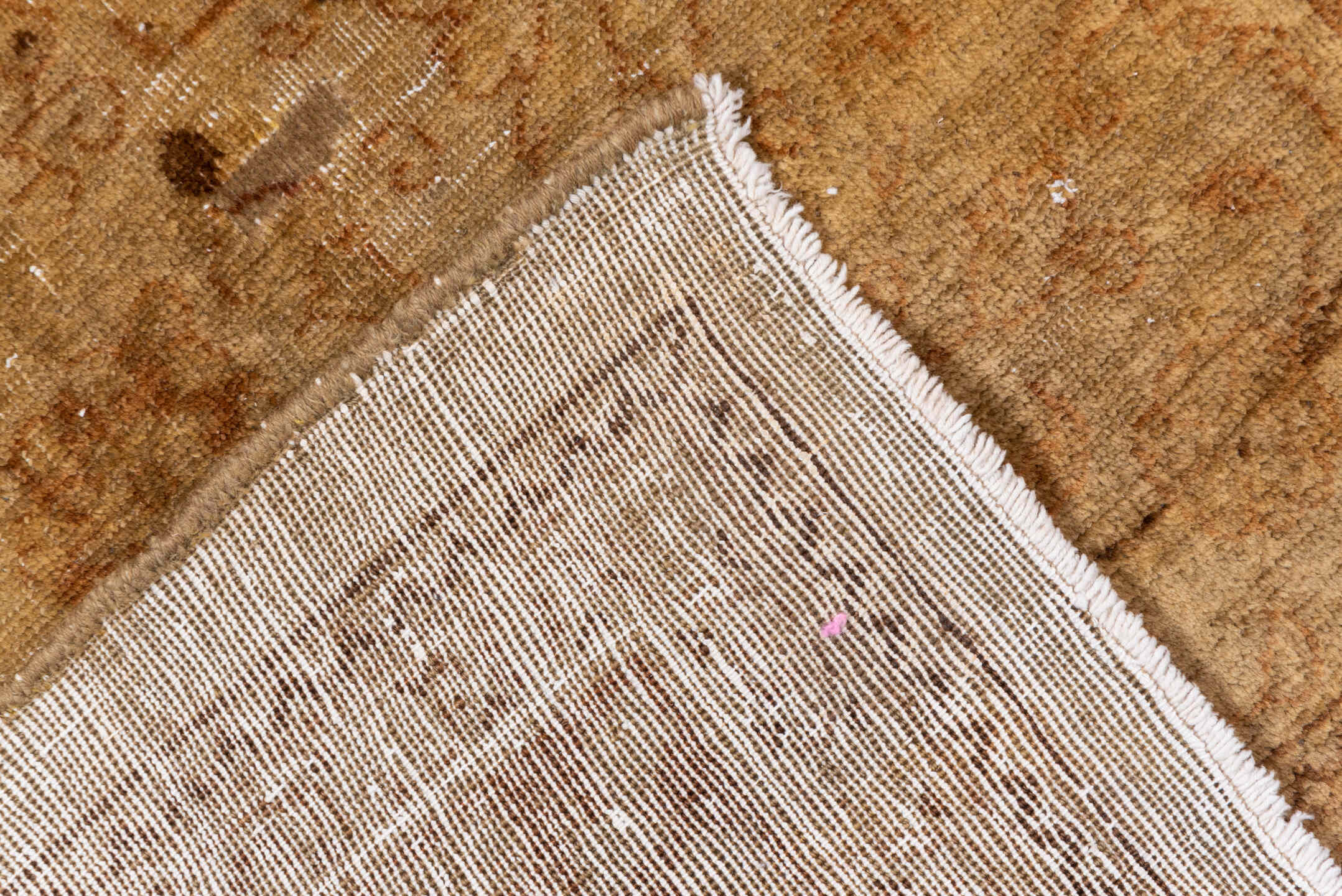 6' x 9' one-of-a-kind handmade vintage Sivas medium size rug. Color palette: brown, off-white, orange, light gray, pink