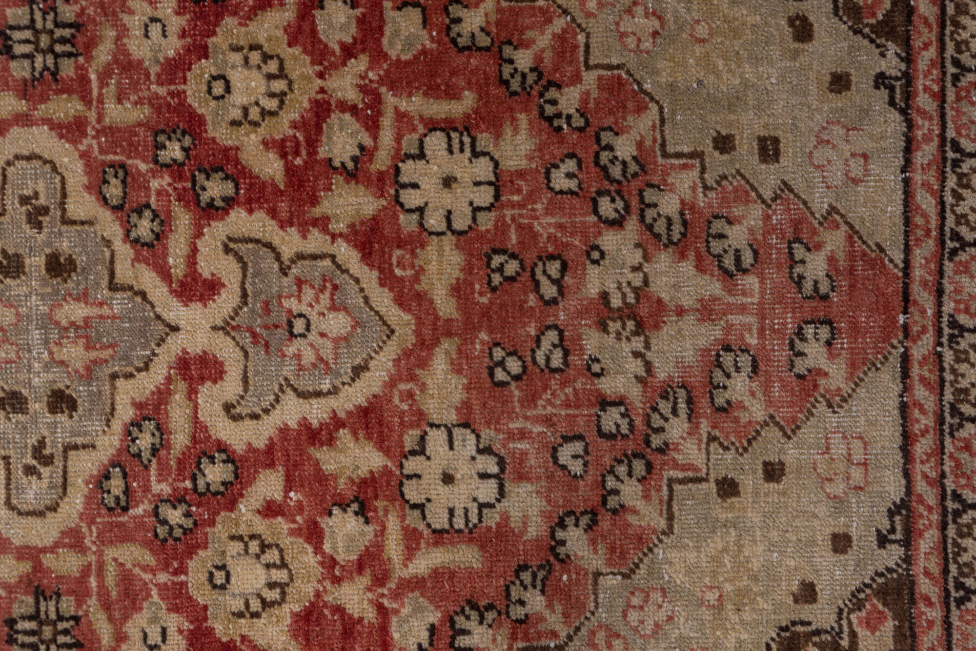 4' x 5' one-of-a-kind handmade vintage Oushak small size rug. Color palette: black, brown, gainsboro, gray, light gray