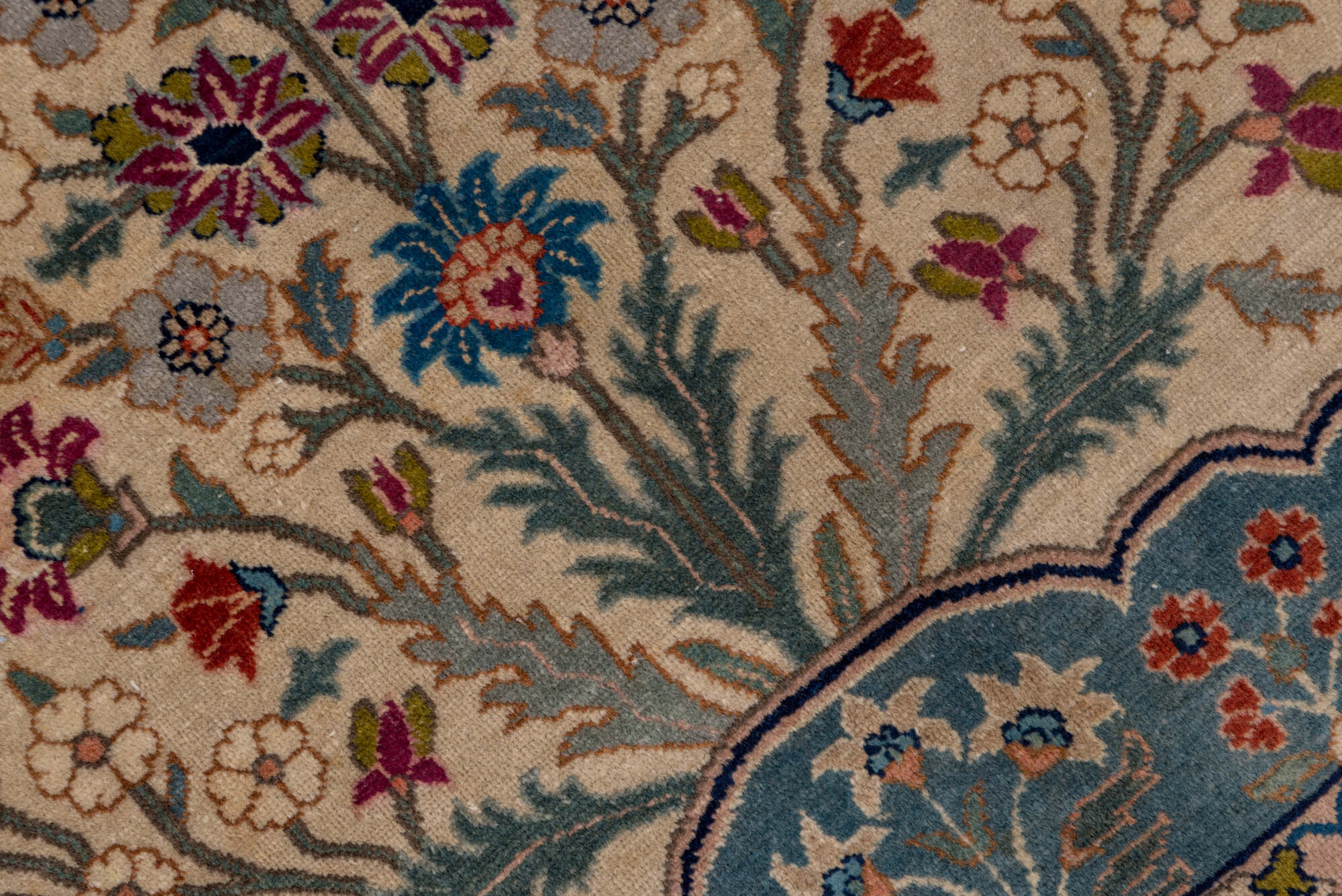 4' x 6' one-of-a-kind handmade vintage Tabriz small size rug. Color palette: black, blue, brown, dim gray, gray, red