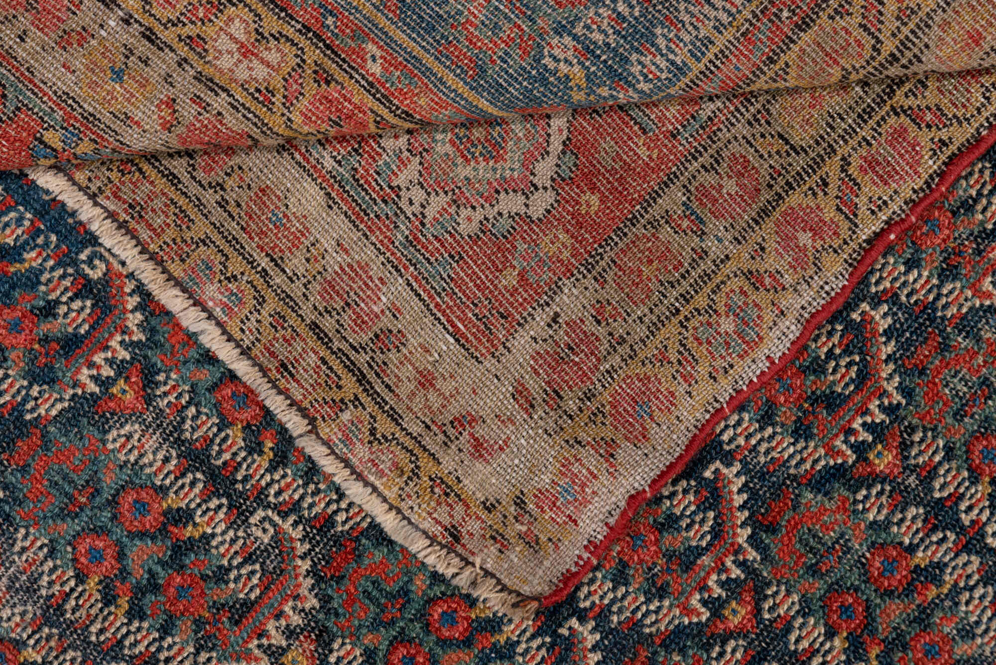 6' x 17' one-of-a-kind handmade vintage Malayer rug. Color palette: black, brown, charcoal, dim gray, gray, pink, red