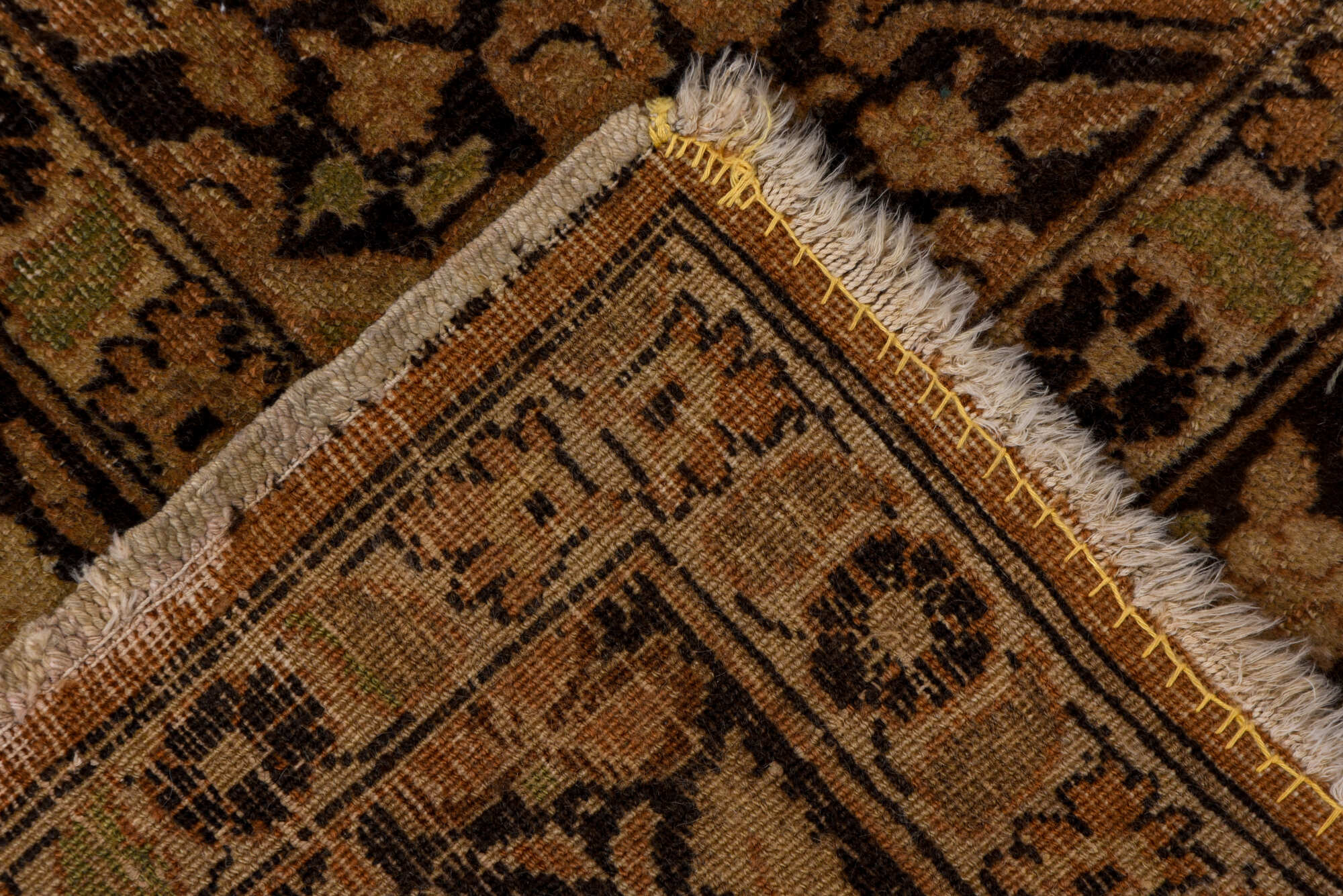 4' x 5' one-of-a-kind handmade vintage Tabriz small size rug. Color palette: black, brown, gray, light gray, pink